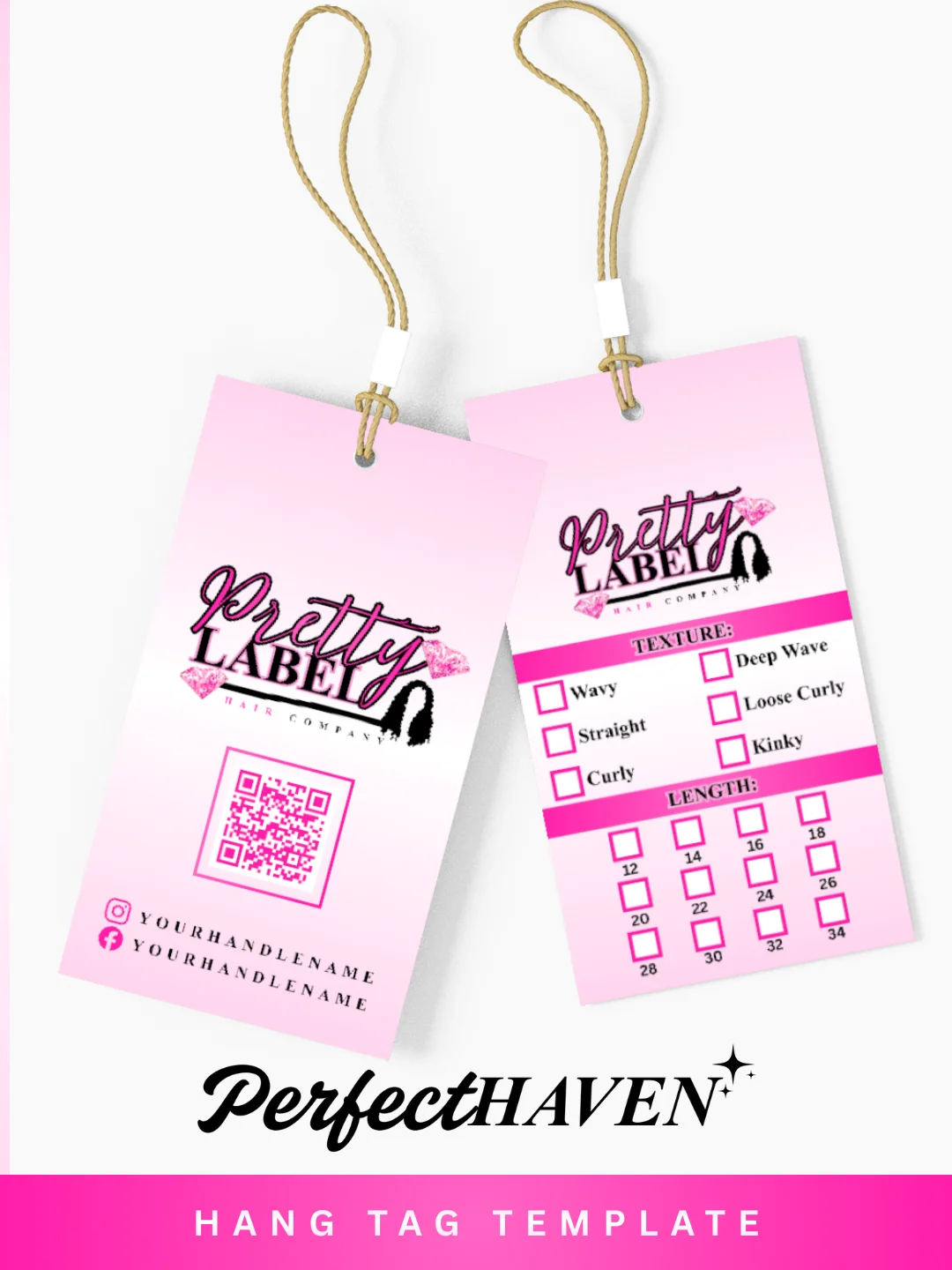 Pretty Label Hair Company Theme Branding Set - Easy Edit in Canva product image (6)