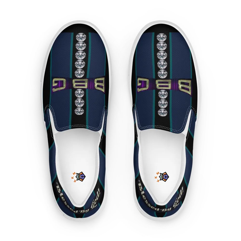 BBG Green & Blue Men's Diamond Cross Slip Ons product image (1)