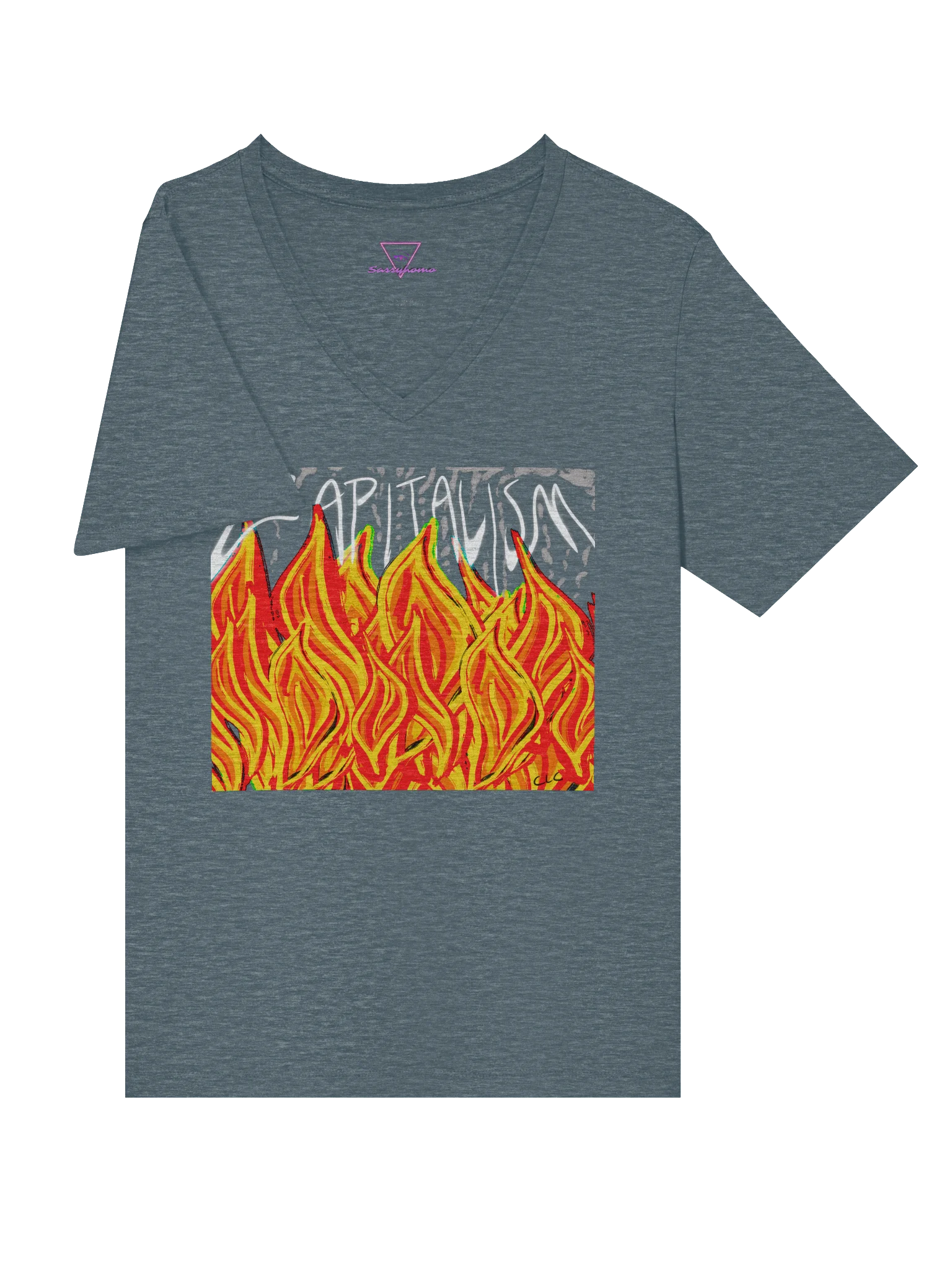 Burn Capitalism Down vneck tee product image (5)