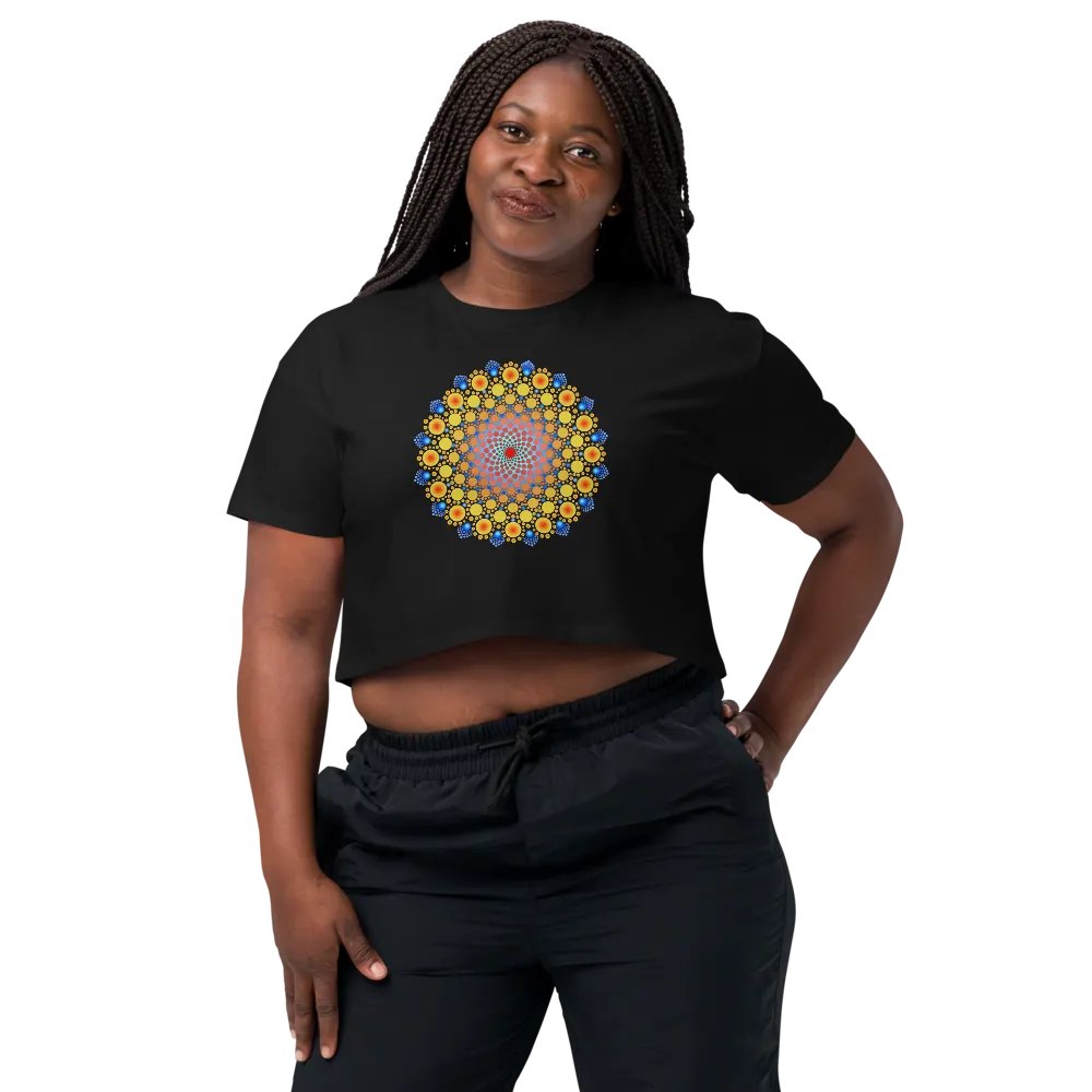 Orange Sunflower Mandala Women's Crop Top product image (1)