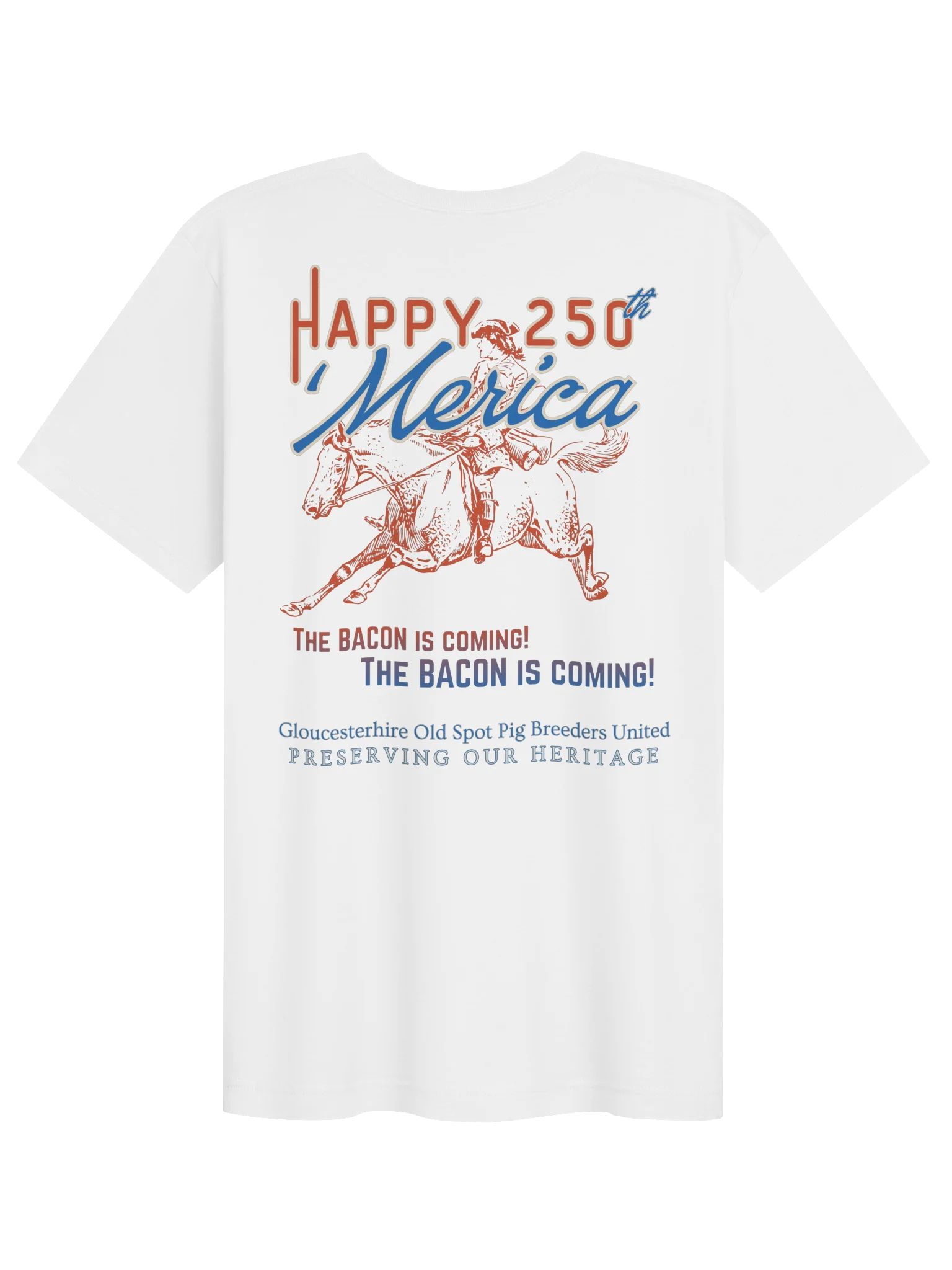 4th of July Gloucester Pig Logo Tee - THE BACON IS COMING! product image (2)
