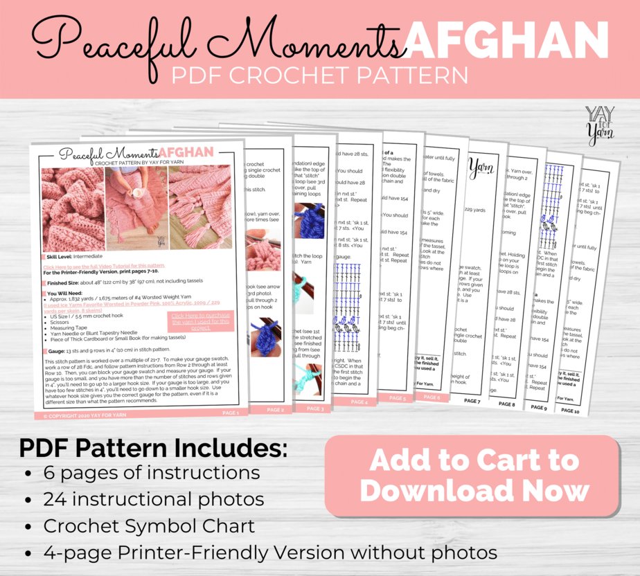 Peaceful Moments Afghan - PDF Crochet Blanket Pattern & Video Tutorial product image (4)