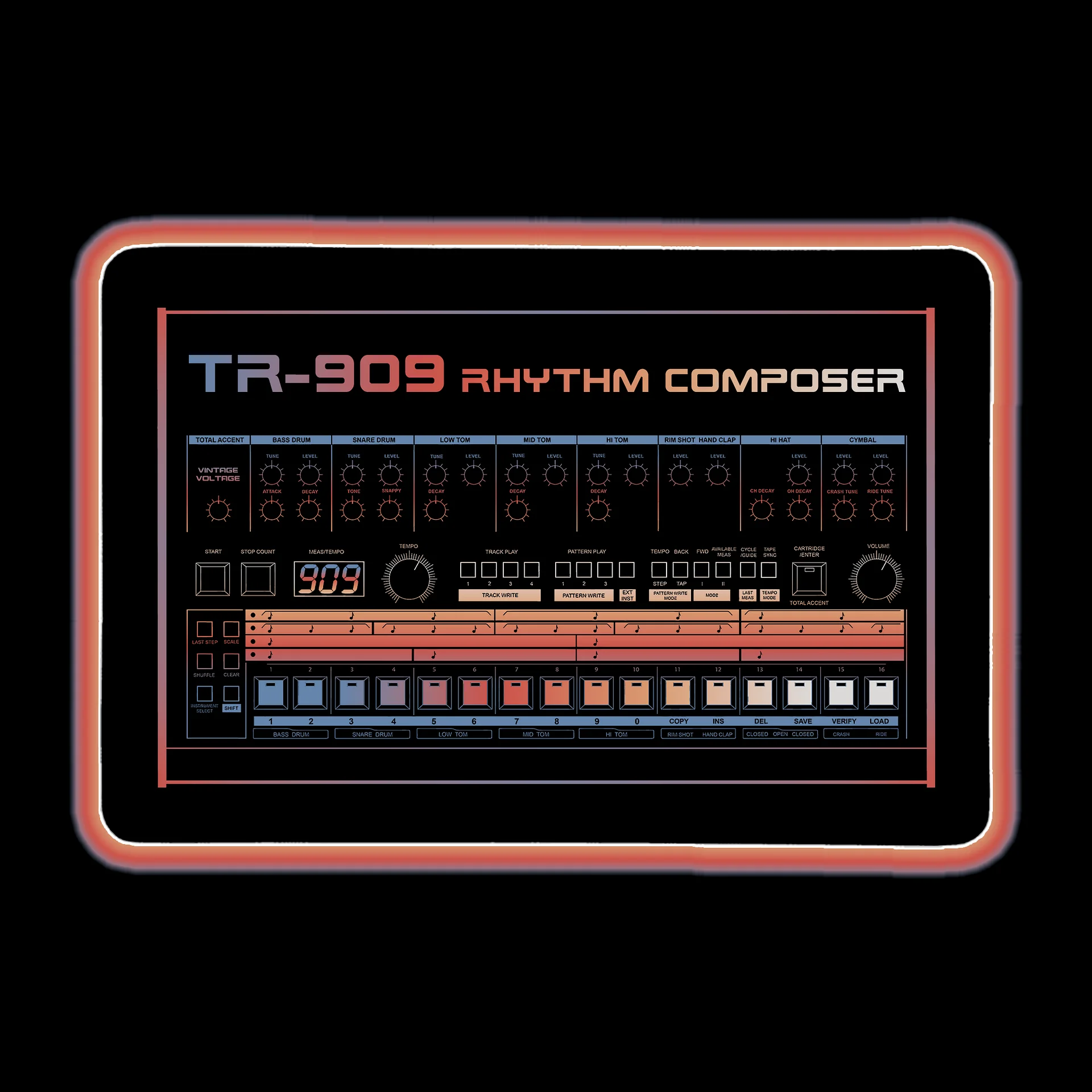 909 Desk Mat - Roland TR-909 Rhythm Composer (Vintage Drum Machine) product image (1)