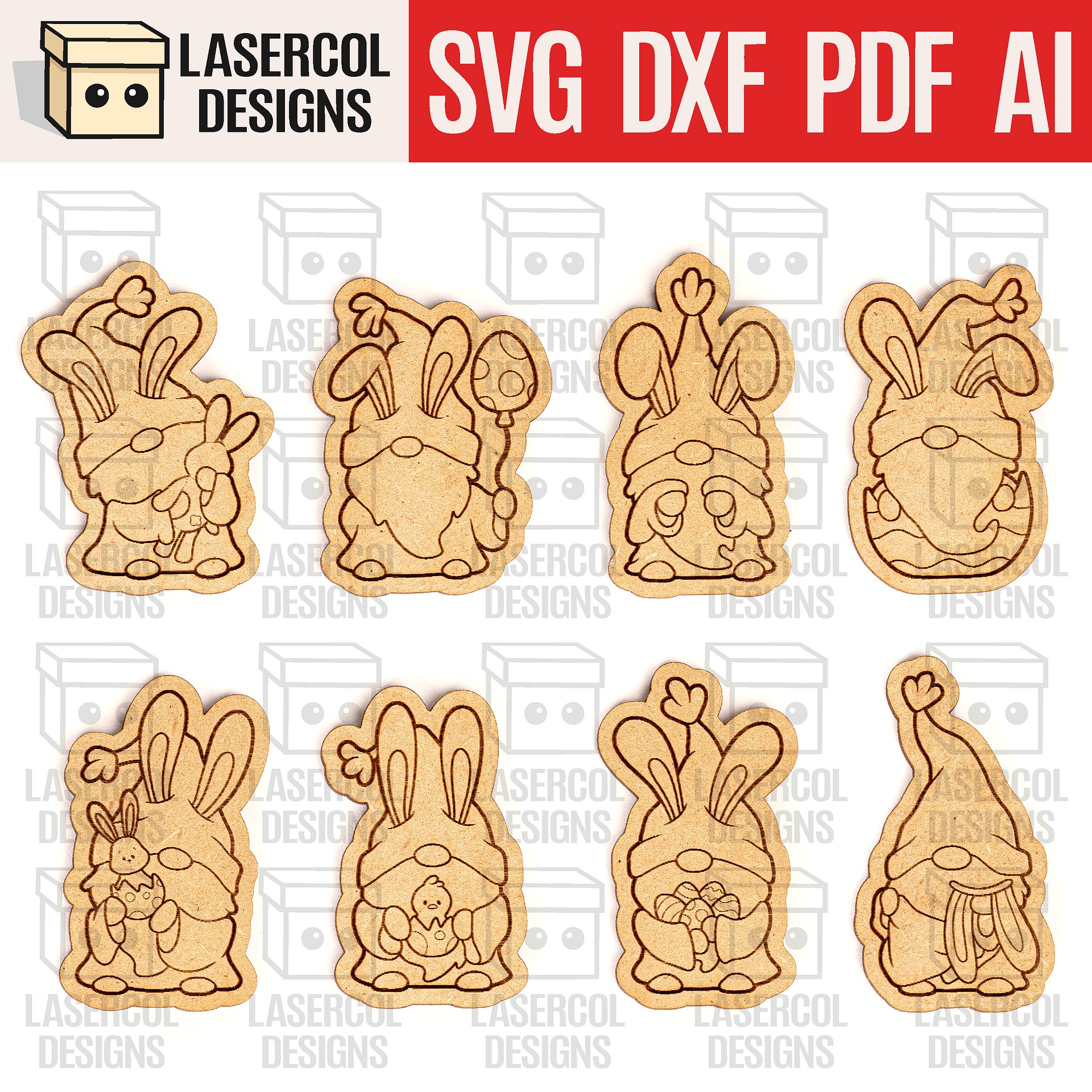 Easter Gnomes Paint Kit DIY Cut Outs Bundle - Laser Cut Files product image (4)