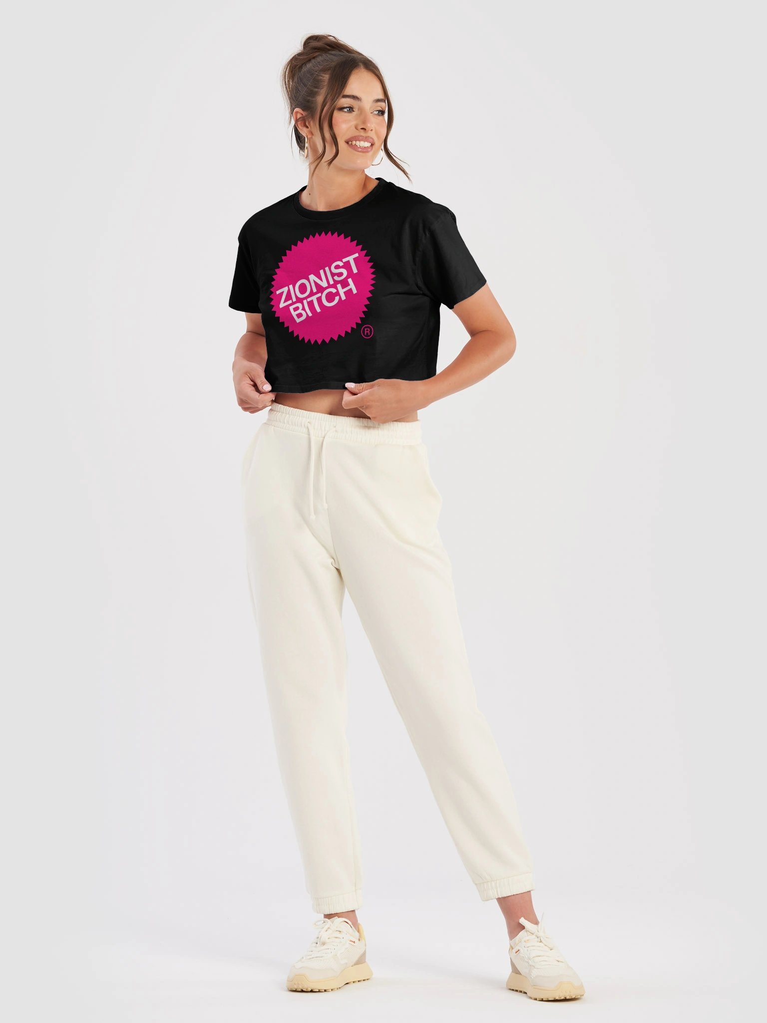 Zionist Bitch Label Crop Tee (Black) product image (3)