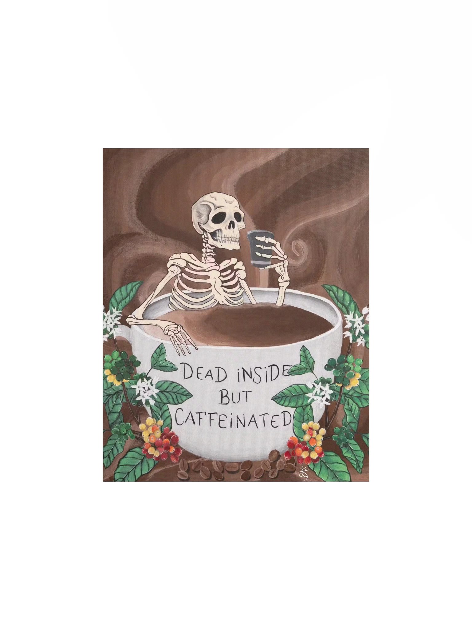 Dead Inside but Caffeinated Original Art Print product image (1)