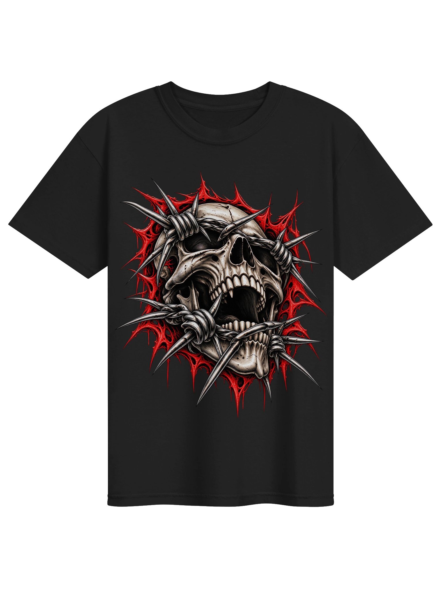 Barbed Wire Skull Heavyweight Streetwear Tee product image (3)
