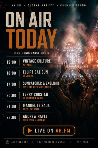 Catch today's exclusive shows from @vintageculture  @bogdan.cupcea  @ferrycorsten  @manuellesaux  @andrew_rayel plus more, co...