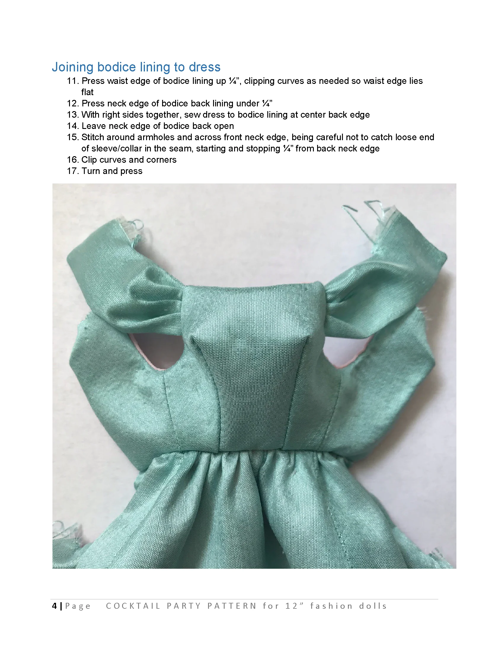 Cocktail Party sewing pattern for 12" fashion dolls product image (3)