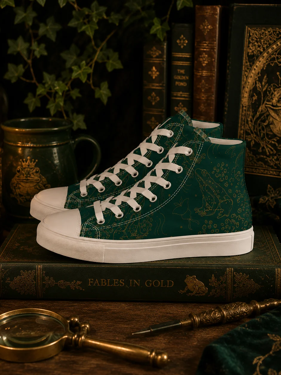 Fables in Gold Women’s High Top Canvas Shoes product image (1)