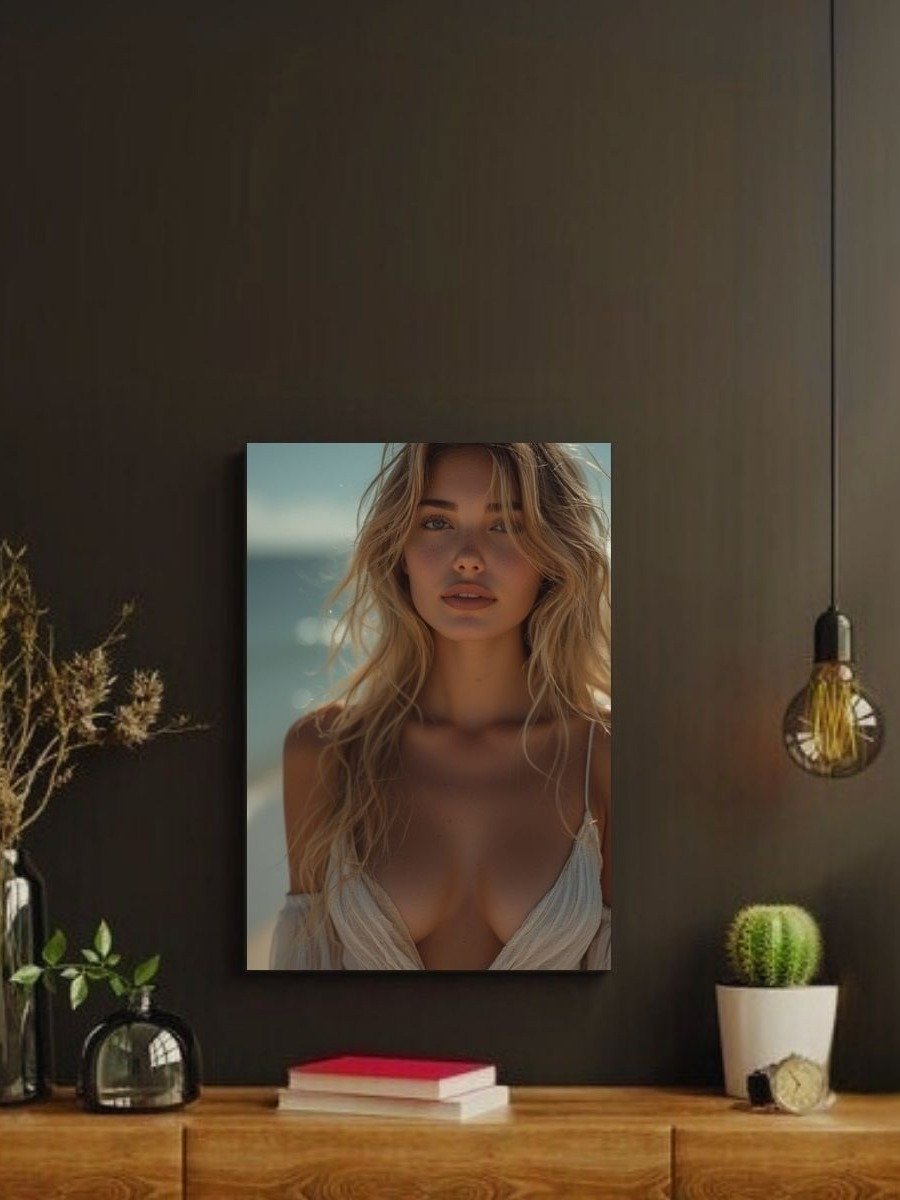 Sun-Kissed Blonde Beach Model 8x10 Metal Wall Art – Ocean Metal Poster product image (2)