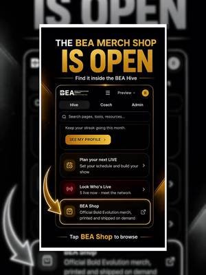 🐝 The BEA Merch Shop is officially open! Browse official Bold Evolution Agency merch through the BEA Shop inside the BEA Hive or use the shop link in the footer of our landing page. Everything is printed and shipped on demand. 🖤💛 Bold is just the beginning. #BoldEvolutionAgency #BEACreators #BEAHive #BEAMerch@Bold Evolution UK @Mrs.Lebanon🦚 @𝒫𝓇𝒾𝓈𝓈𝒦𝓃𝓌𝓈𝐵𝑒𝓈𝓉🇨🇱 @🐝Bea✨✨ @ADAM 🐺 @thatkimlady 👽🐱 @⭐️🌴Hollywood🌴⭐️ 