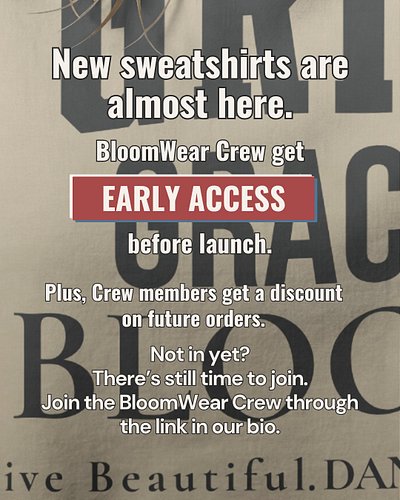 A little peek at what’s coming. 👀
New sweatshirts are almost here, and BloomWear Crew get early access before the new line is...