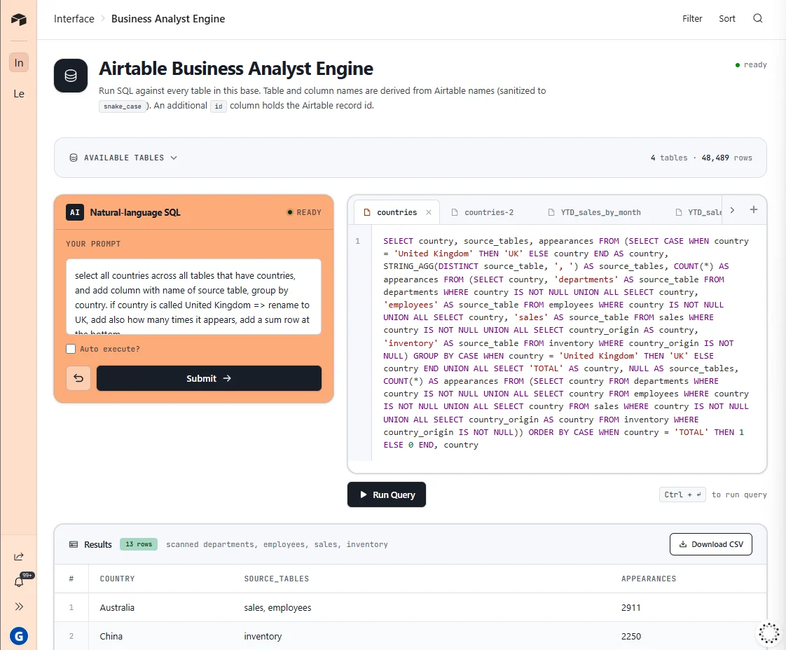 Business Analyst Engine (SQL reports for Airtable) product image (4)