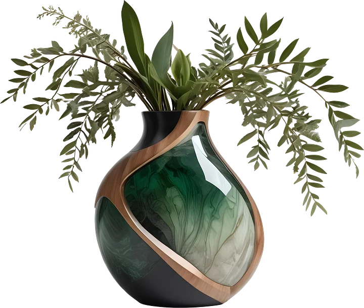 Luxe Botanique – Art Deco Succulent Vase PNG product image (1)