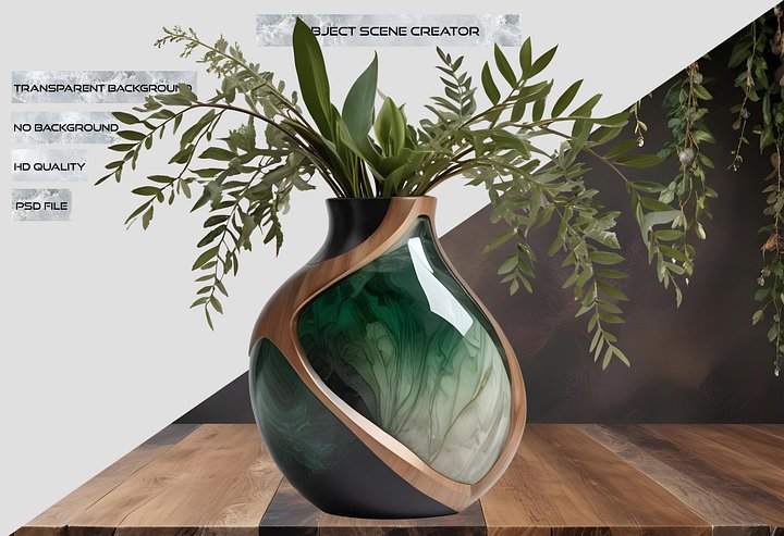 Luxe Botanique – Art Deco Succulent Vase PNG product image (2)