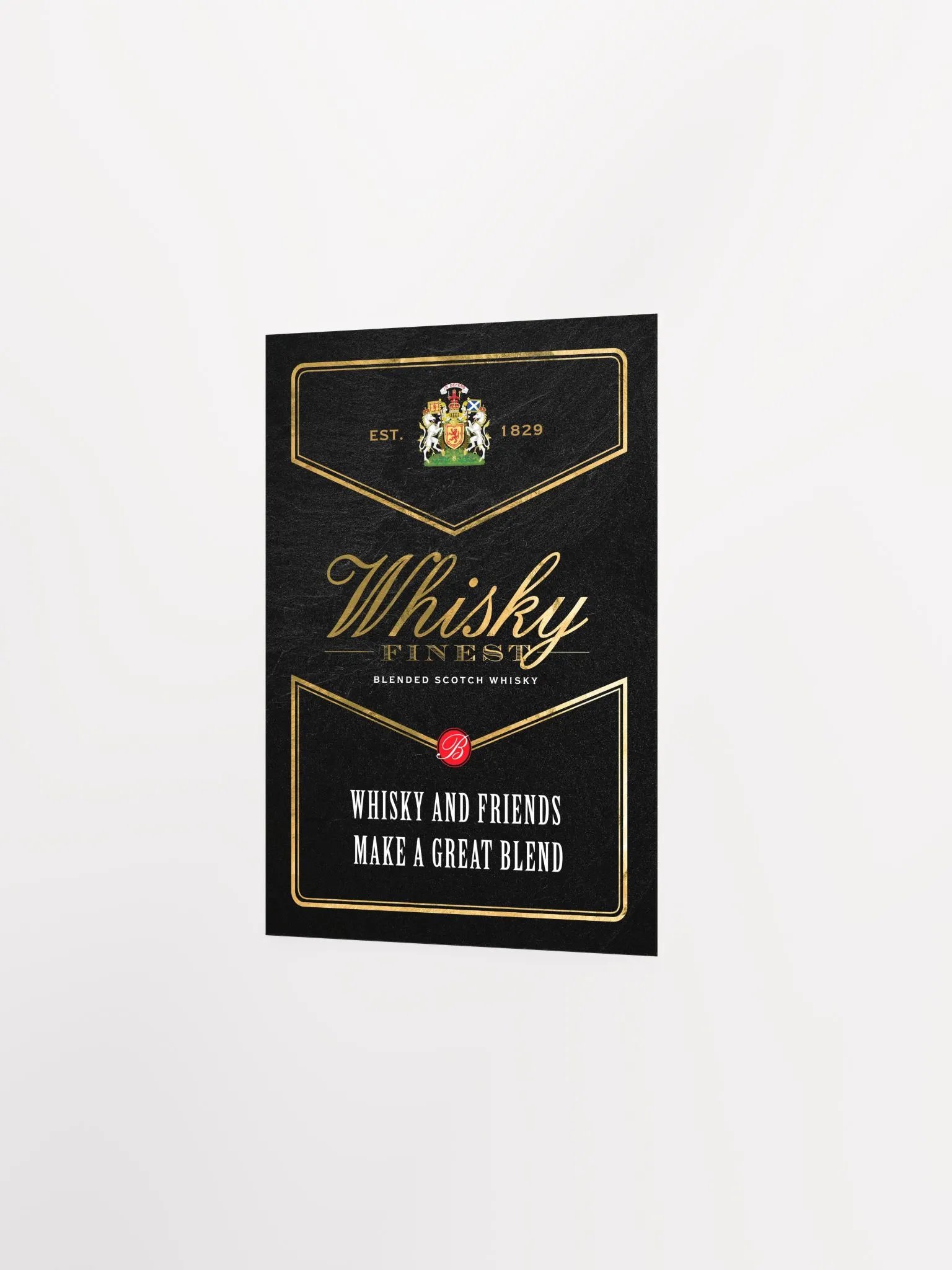 Whisky and friends make a great blend / Ballantine's Finest — Whiskey gold blackboard with quote product image (7)