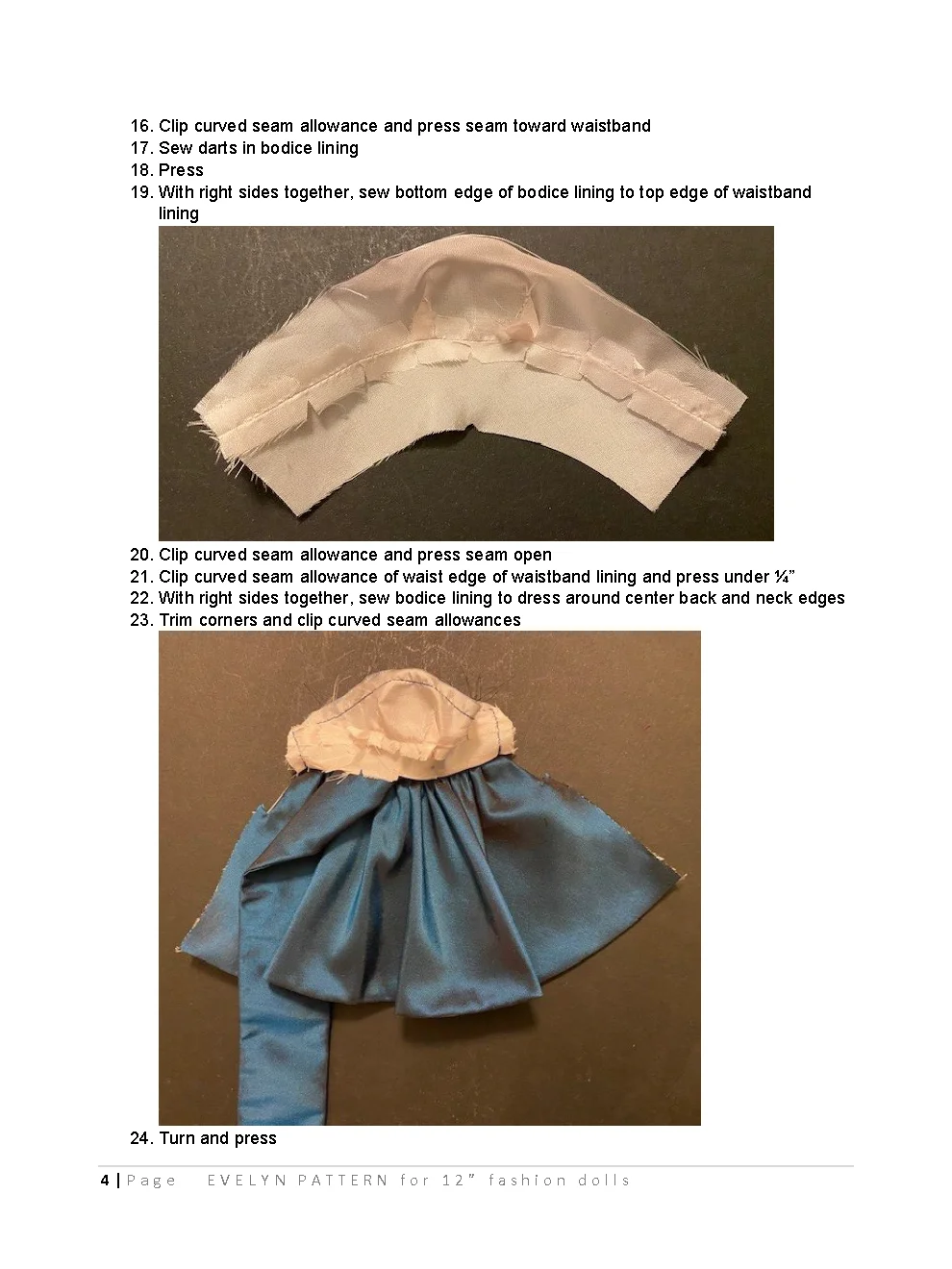 Evelyn sewing pattern for 12" fashion dolls product image (3)