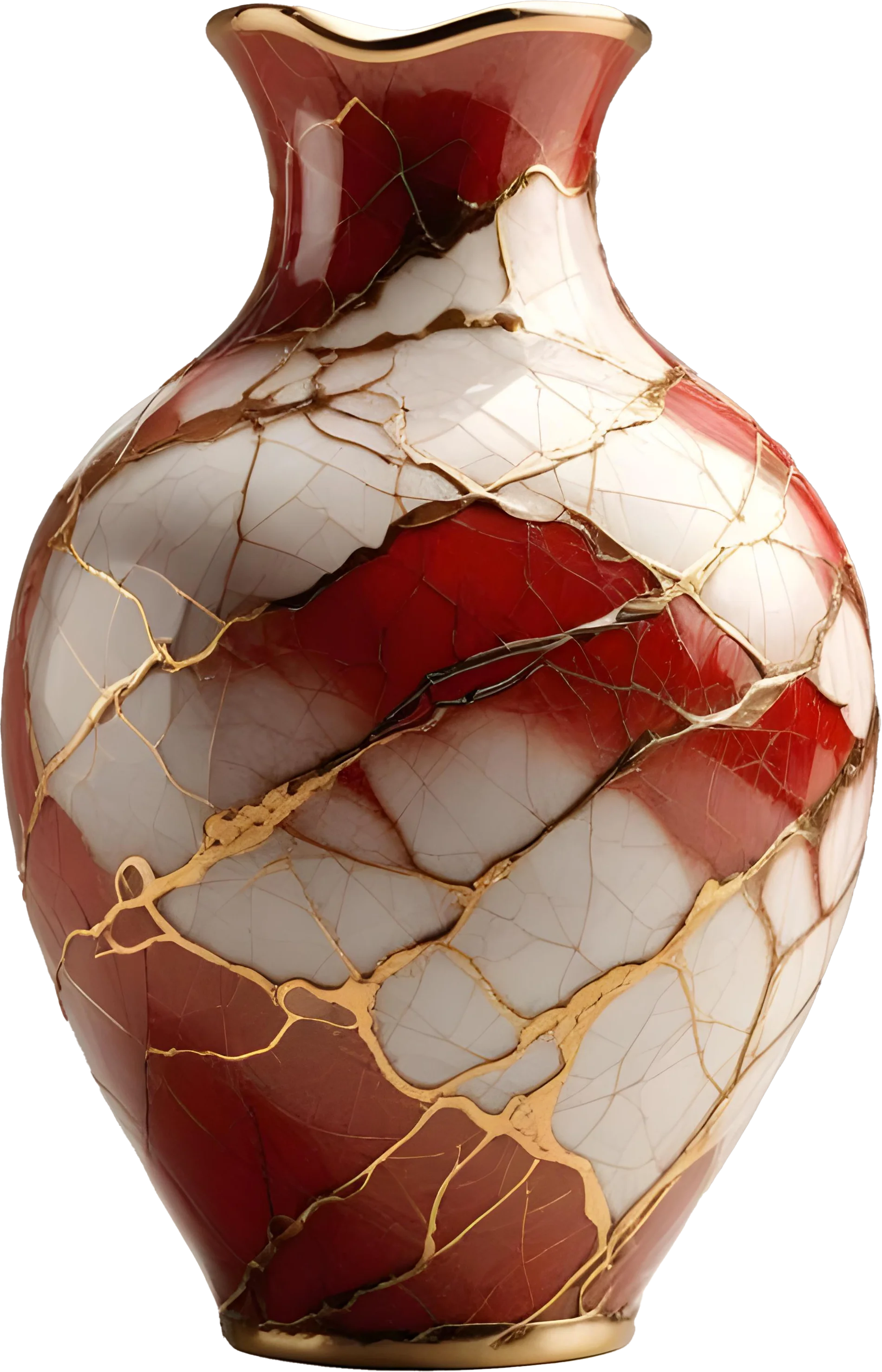 Kintsugi Brilliance – Crimson Harmony Vase PNG product image (1)