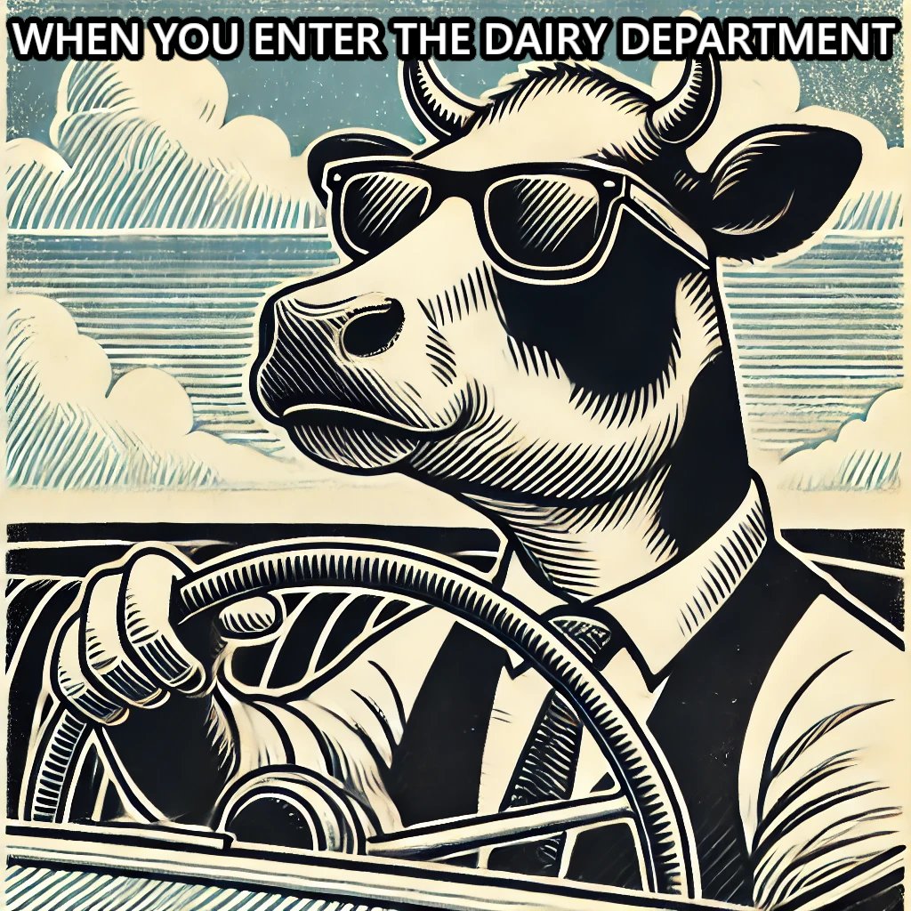 Cow Driving Car Plastic Meme Art Work product image (3)