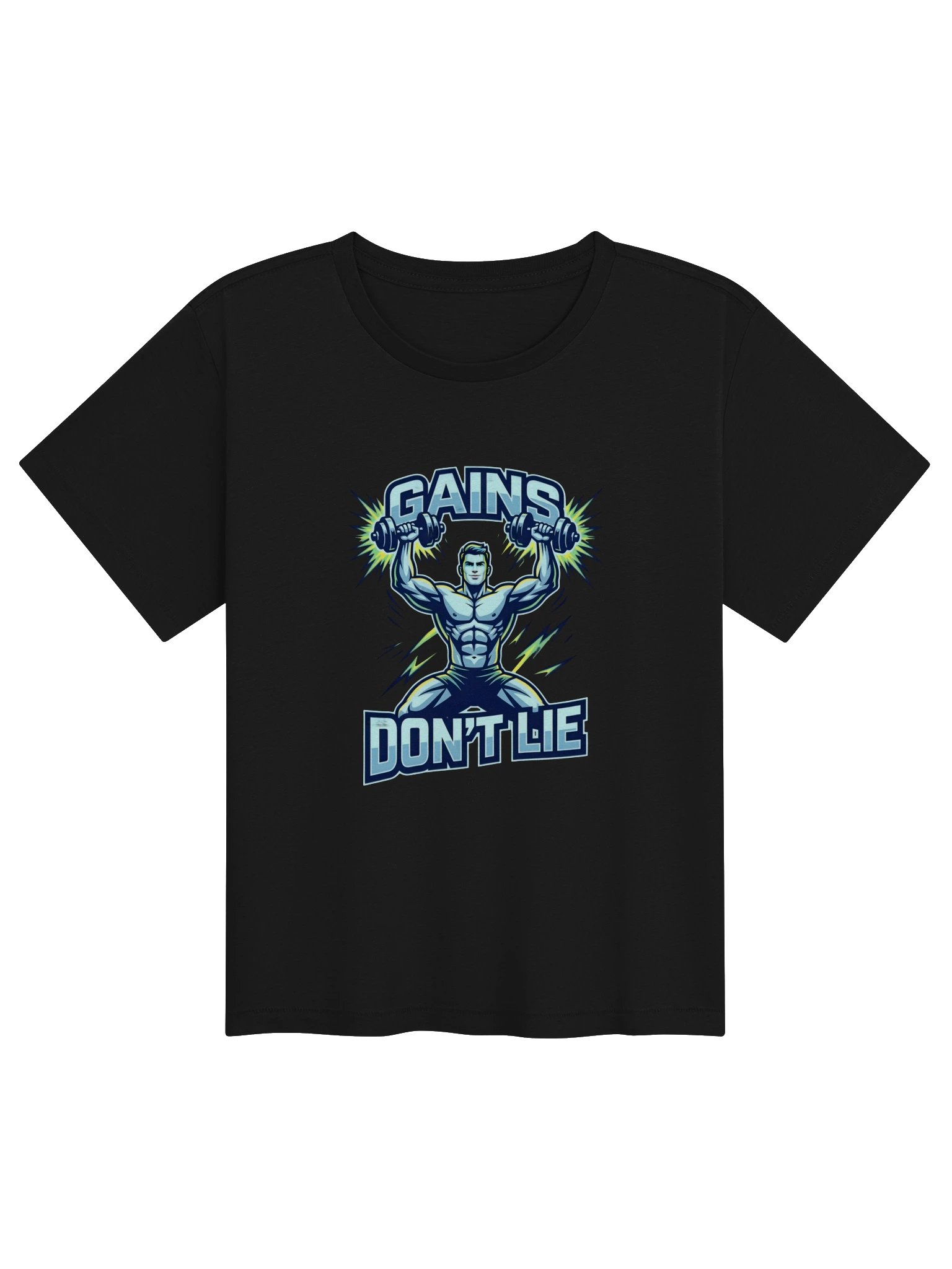 GAINS DON'T LIE Women's Gym Tee | High-Waisted Workout T-Shirt product image (1)
