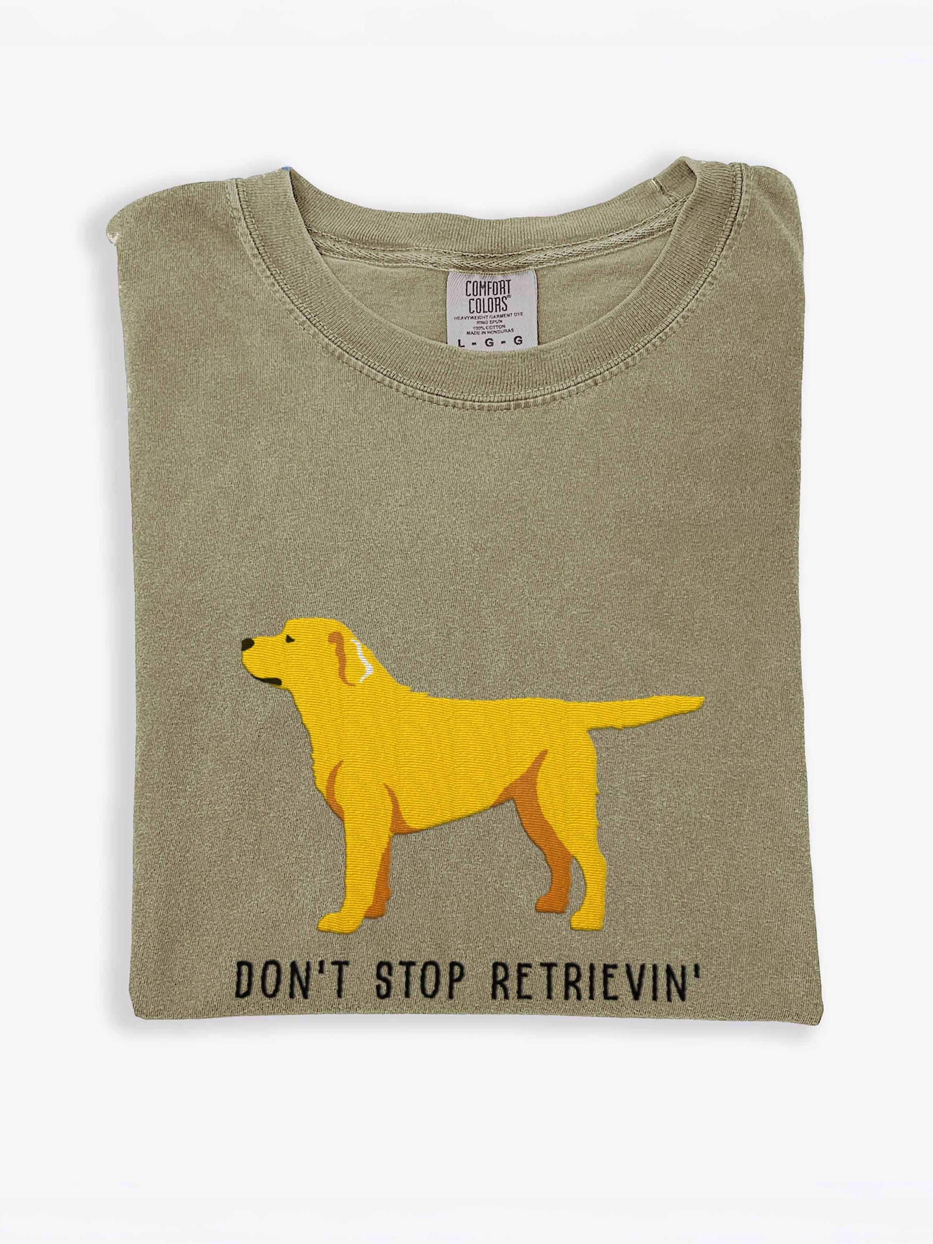 Don't Stop Retrievin' T-Shirt(Embroidered) of a Labrador Retriever(Yellow 2) product image (1)
