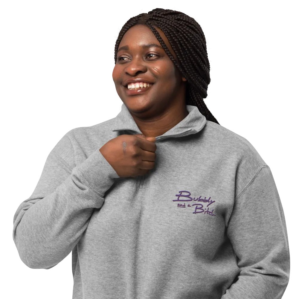 Bubbly and a B*tch (grape shadow design) embroidered quarter zip product image (8)