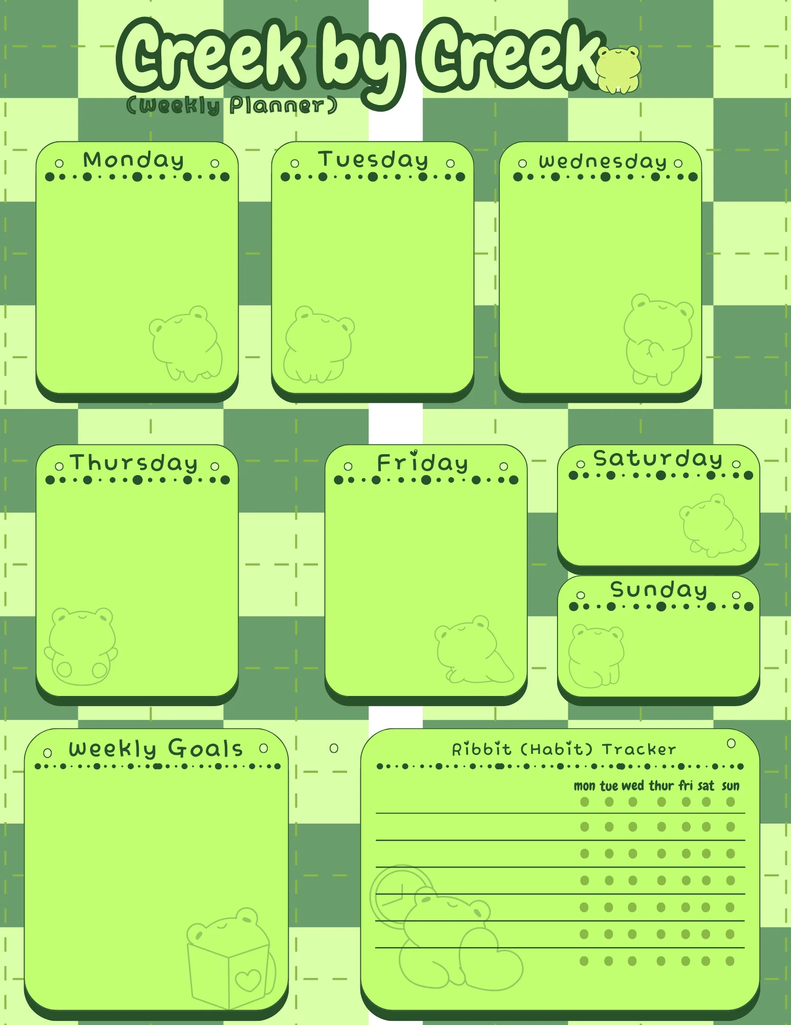 April's Planner Design - Frog Daily, Weekly, and Monthly Planner Sheets (Letter Size) product image (2)