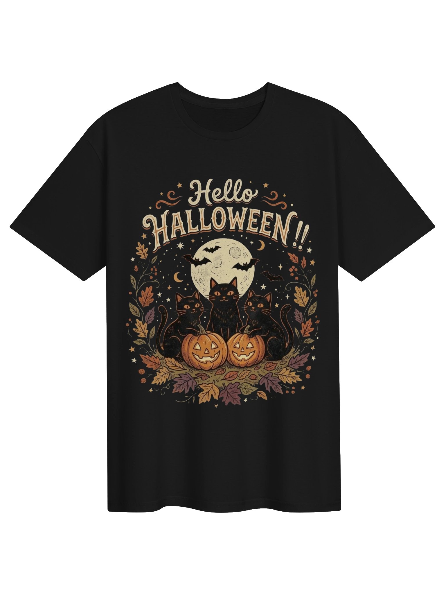 Black Cats & Pumpkins Halloween T-Shirt product image (4)