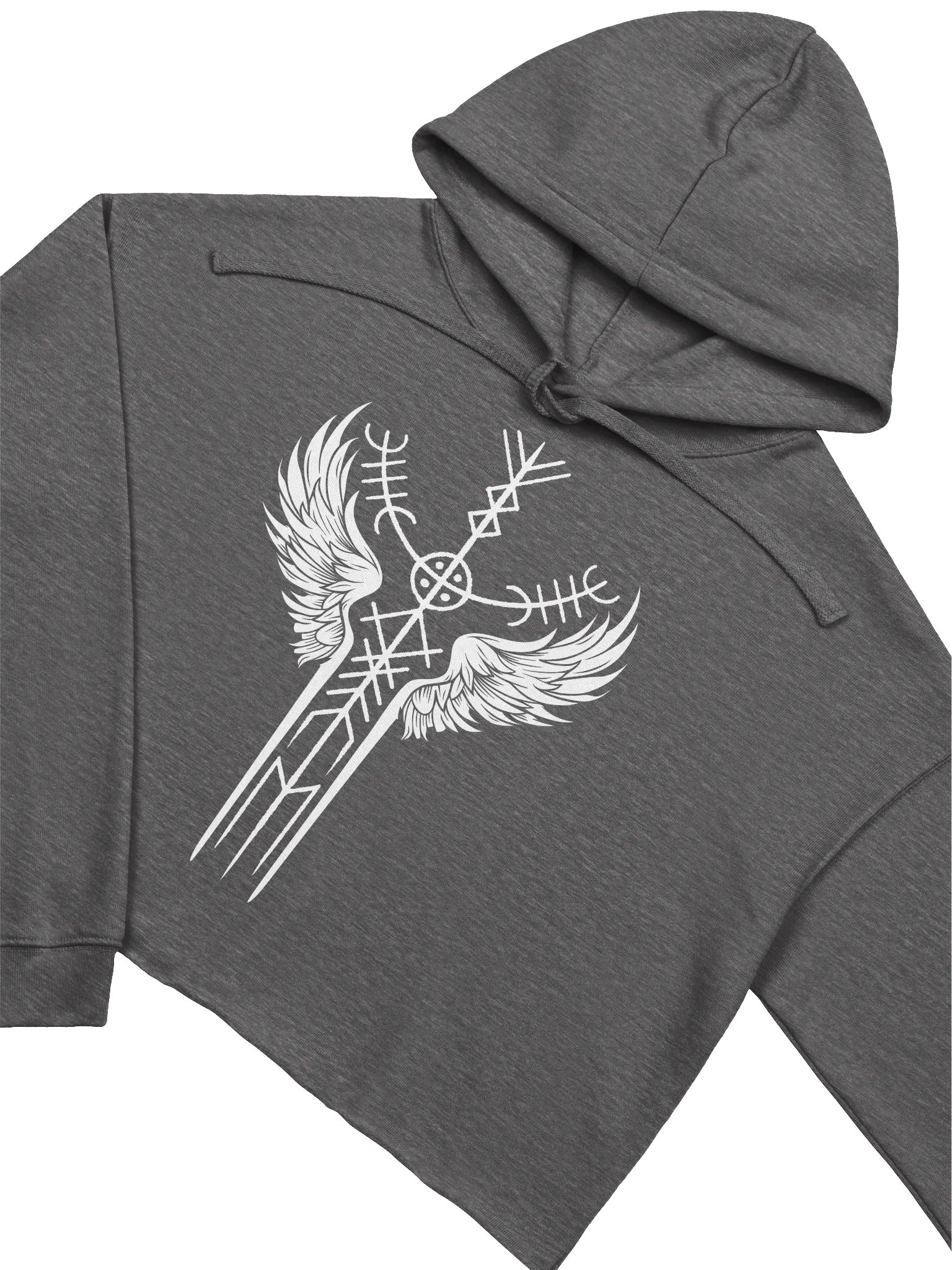 The Valkyrie Stave Fleece Crop Hoodie (white print) product image (1)