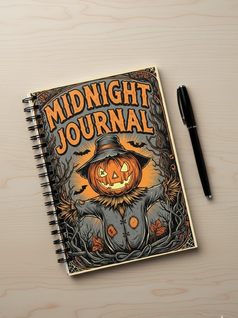 Midnight Journal Cover | Scarecrow Halloween Printable | Dark Academia Journal | Spooky Notebook Cover | Autumn Decor | DIY Book Cover | Instant Download product image (4)