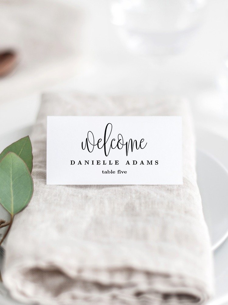 Lovely Calligraphy Wedding Place Card Canva Template LCC product image (1)