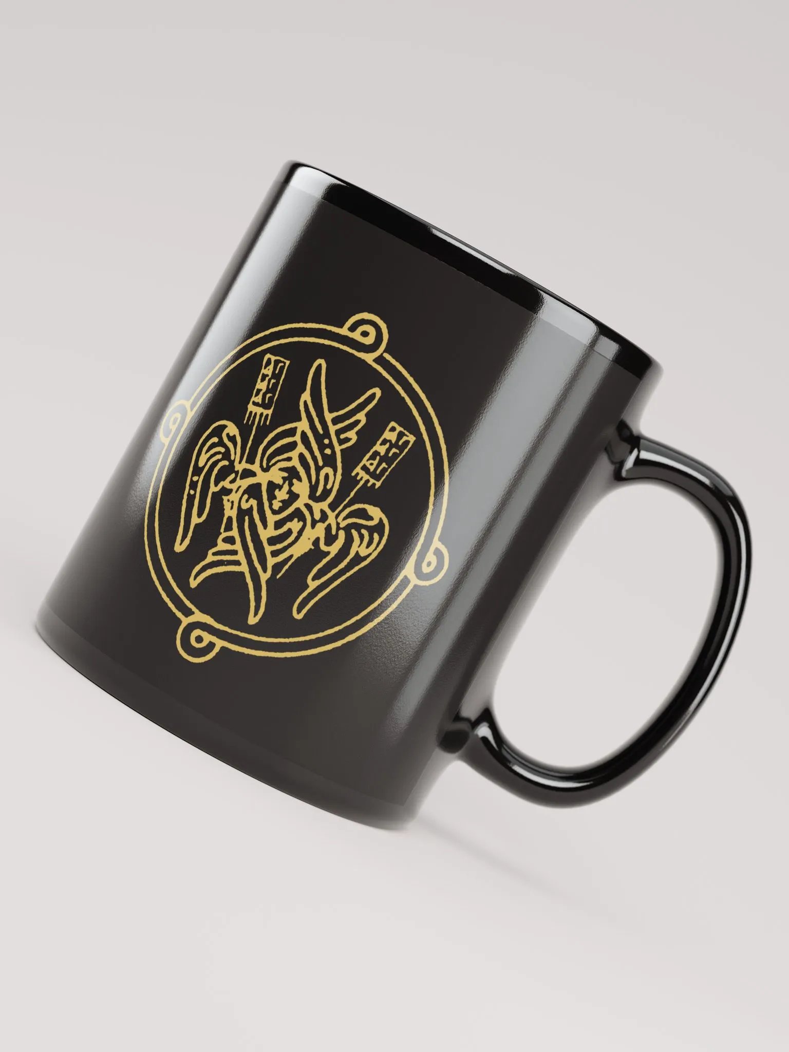 Byzantine Cherubim Orthodox Christian Mug – Black Religious Coffee Cup, Faith Gift product image (4)