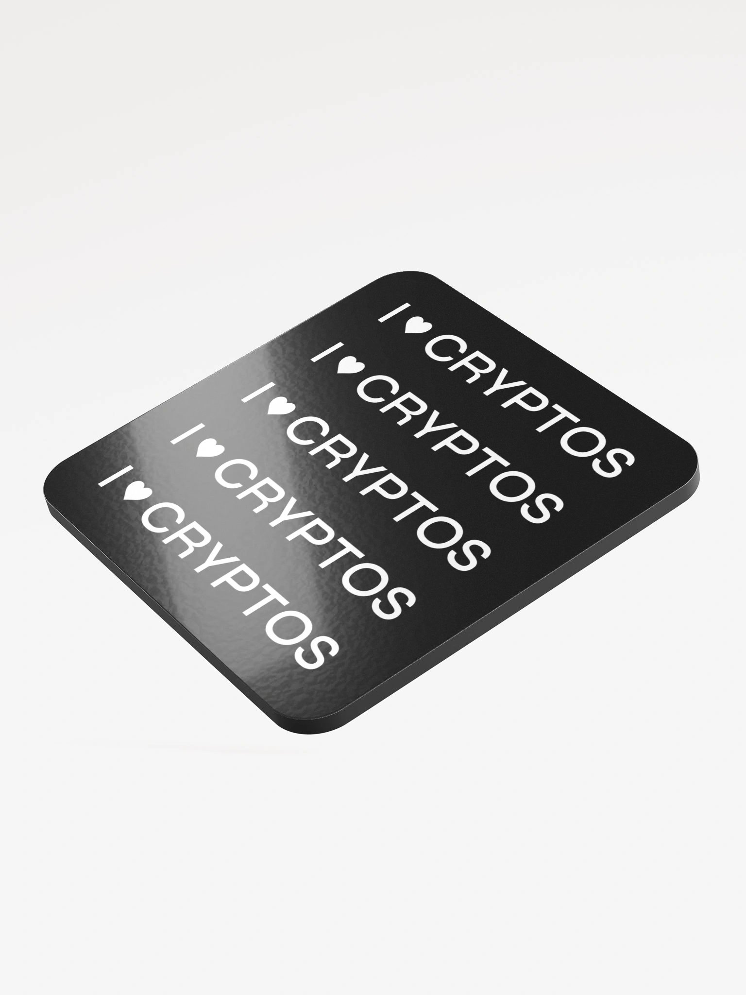 I Love Cryptos Cork Coaster Black product image (3)
