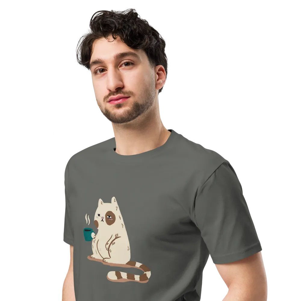Caffeine and cats (Colour Unisex Premium T-Shirt) product image (4)