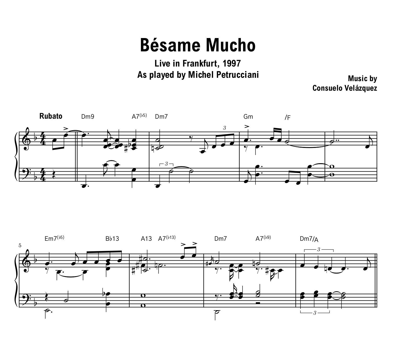 Michel Petrucciani - Besame Mucho (Frankfurt) - Sheet music (PDF) product image (1)