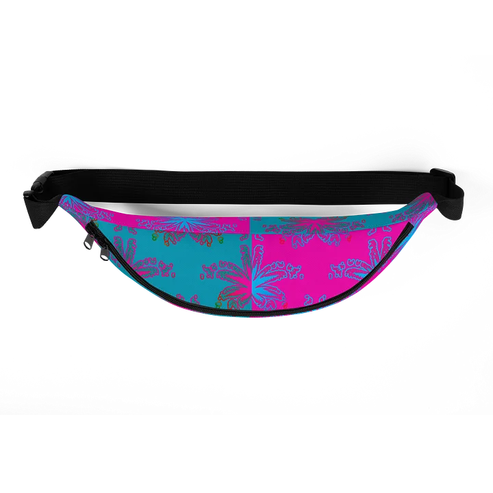 Pot Leaf Pattern 420 Fun Fanny Pack, Cotton Candy Color Cannabis Bag, Pink Blue Weed Art Accessory product image (2)