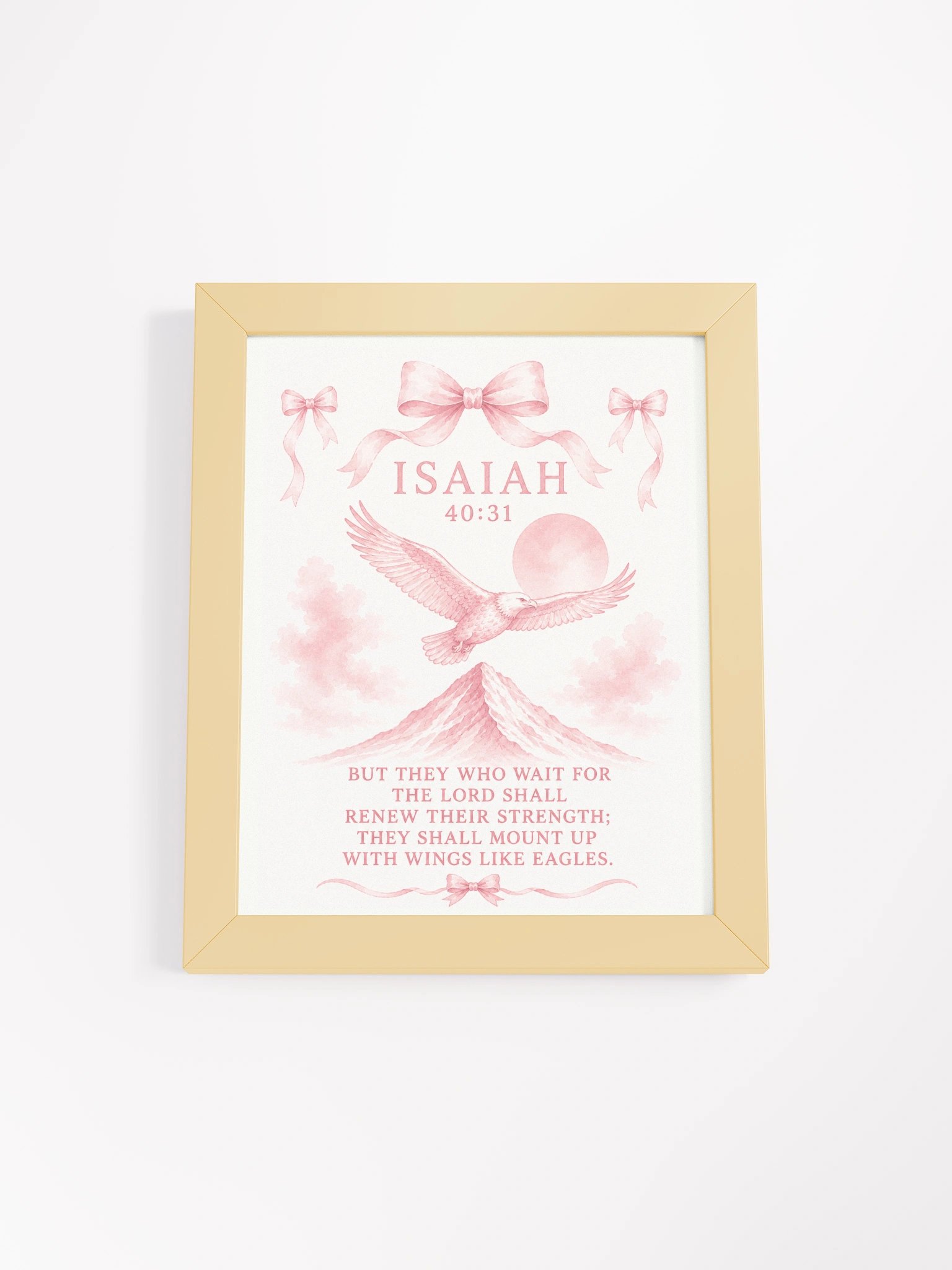 They Shall Mount Up With Wings As Eagles Isaiah 40:31 Faith Wings | Pink Coquette Framed Christian Wall Art product image (1)