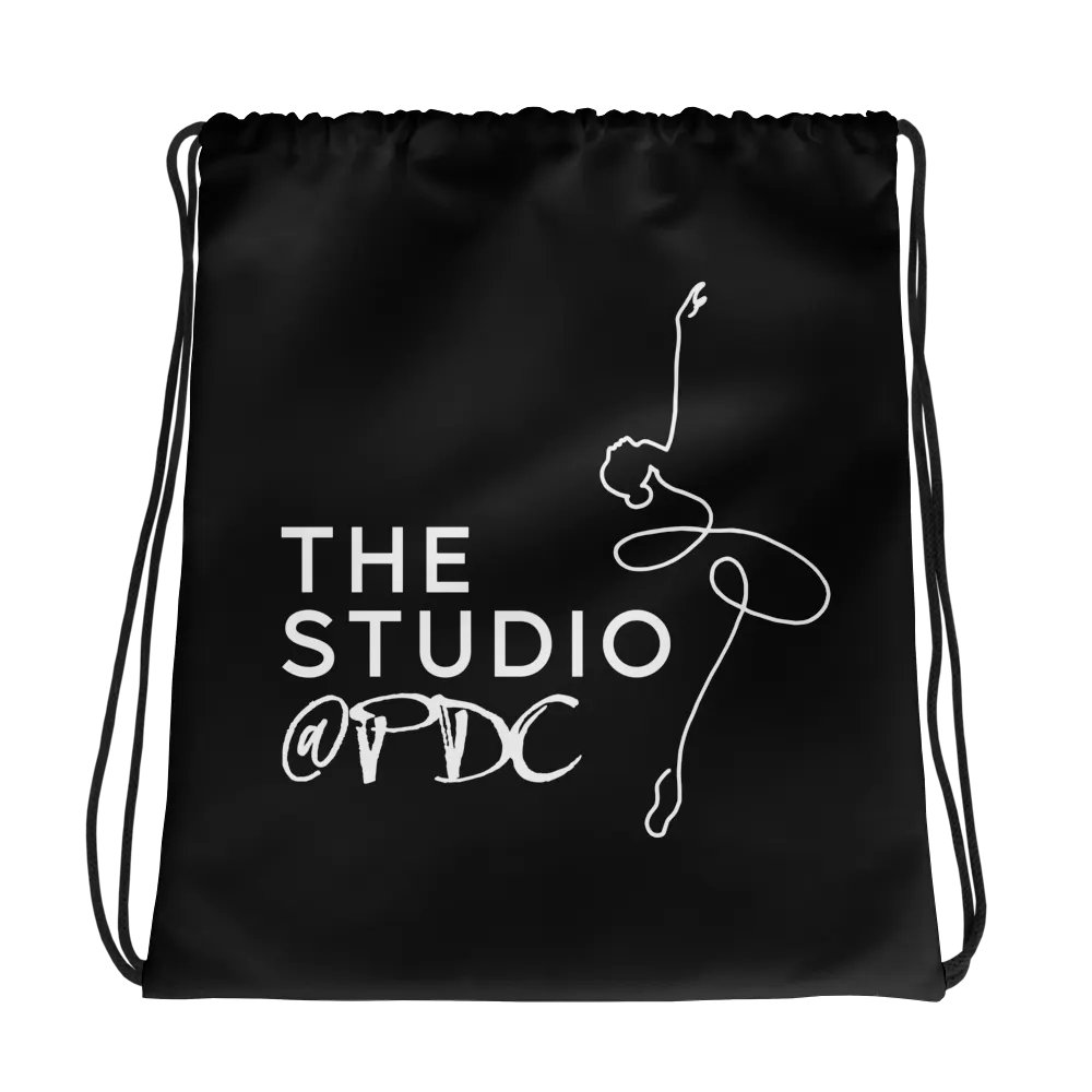 Drawstring Dance Bag | Black with White Logo product image (1)