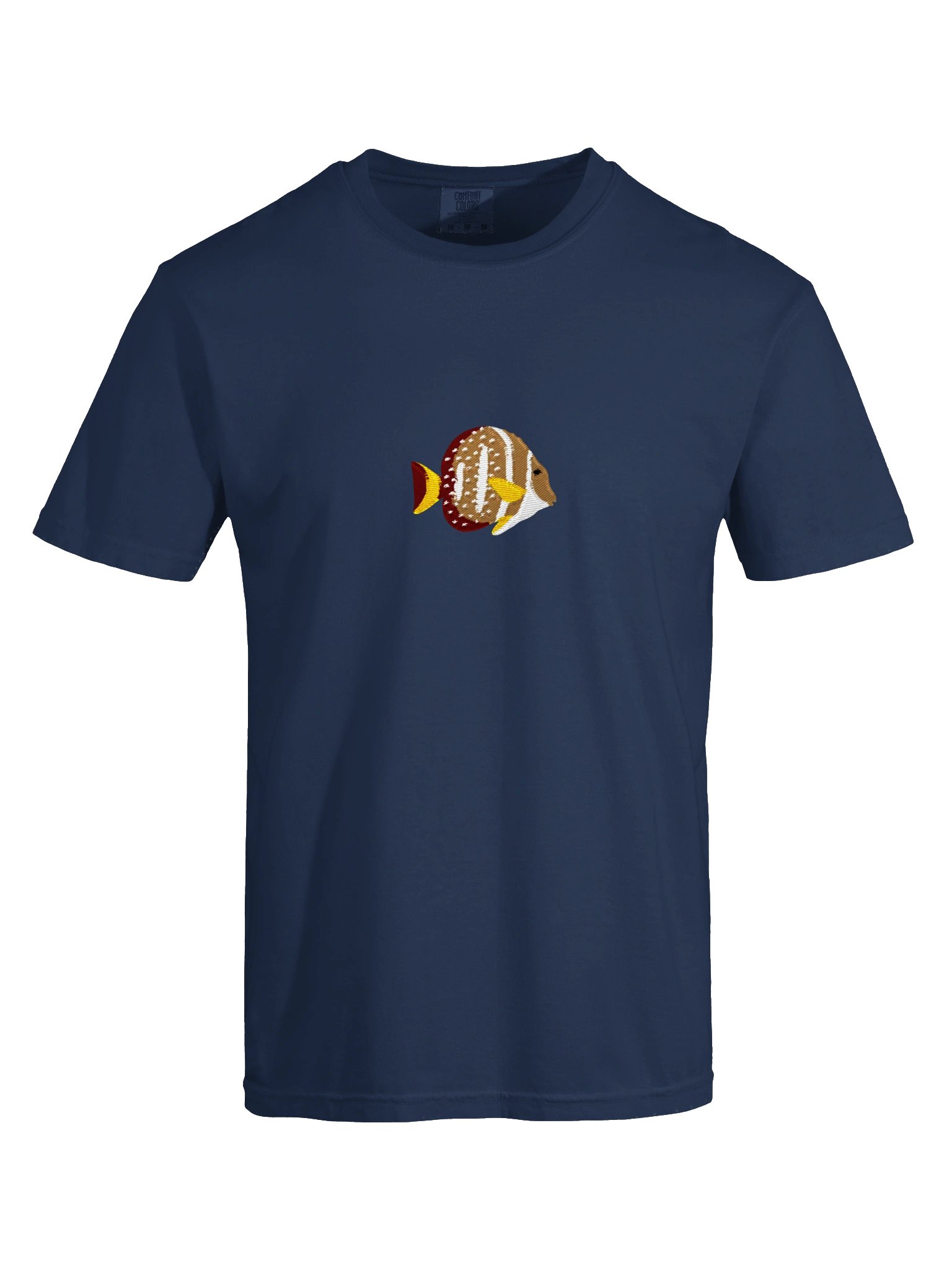 Mustard Butterflyfish Embroidered Shirt | Reef Aquarium Fish Embroidery Tee | Saltwater Marine Fish Apparel product image (9)