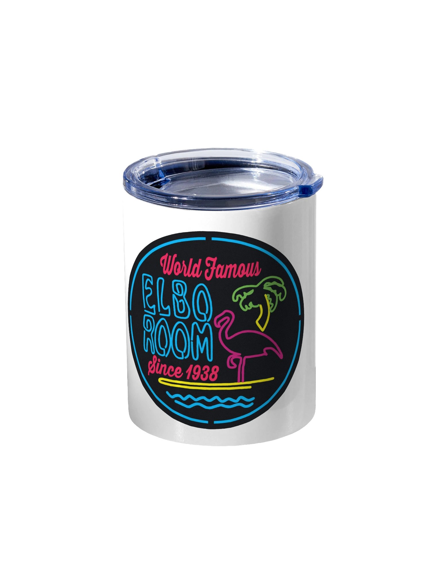 Elbo Room World Famous Neon Flamingo Can Cooler | White Insulated Holder product image (2)