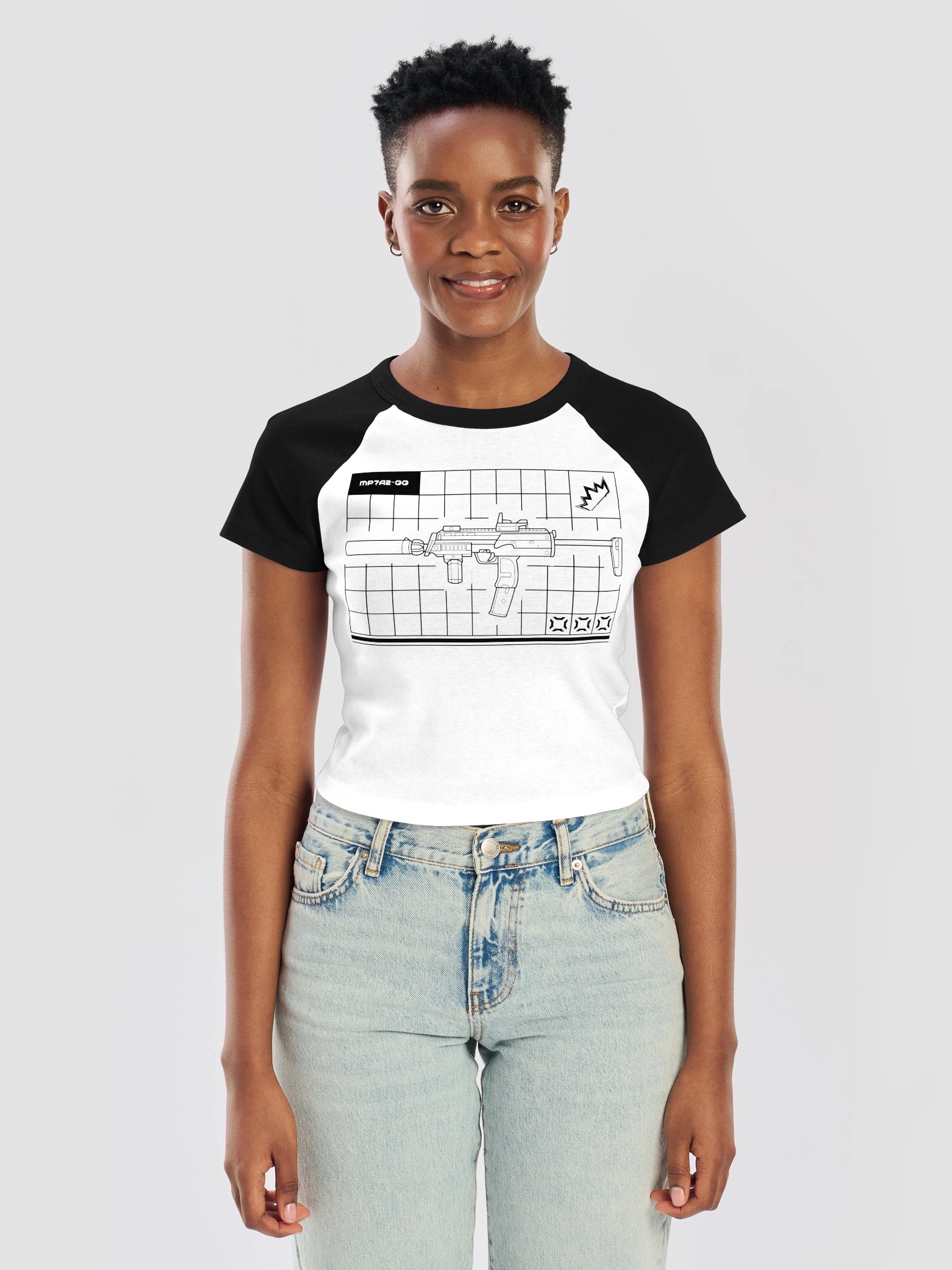 MP7 Grid Raglan Baby Tee product image (9)