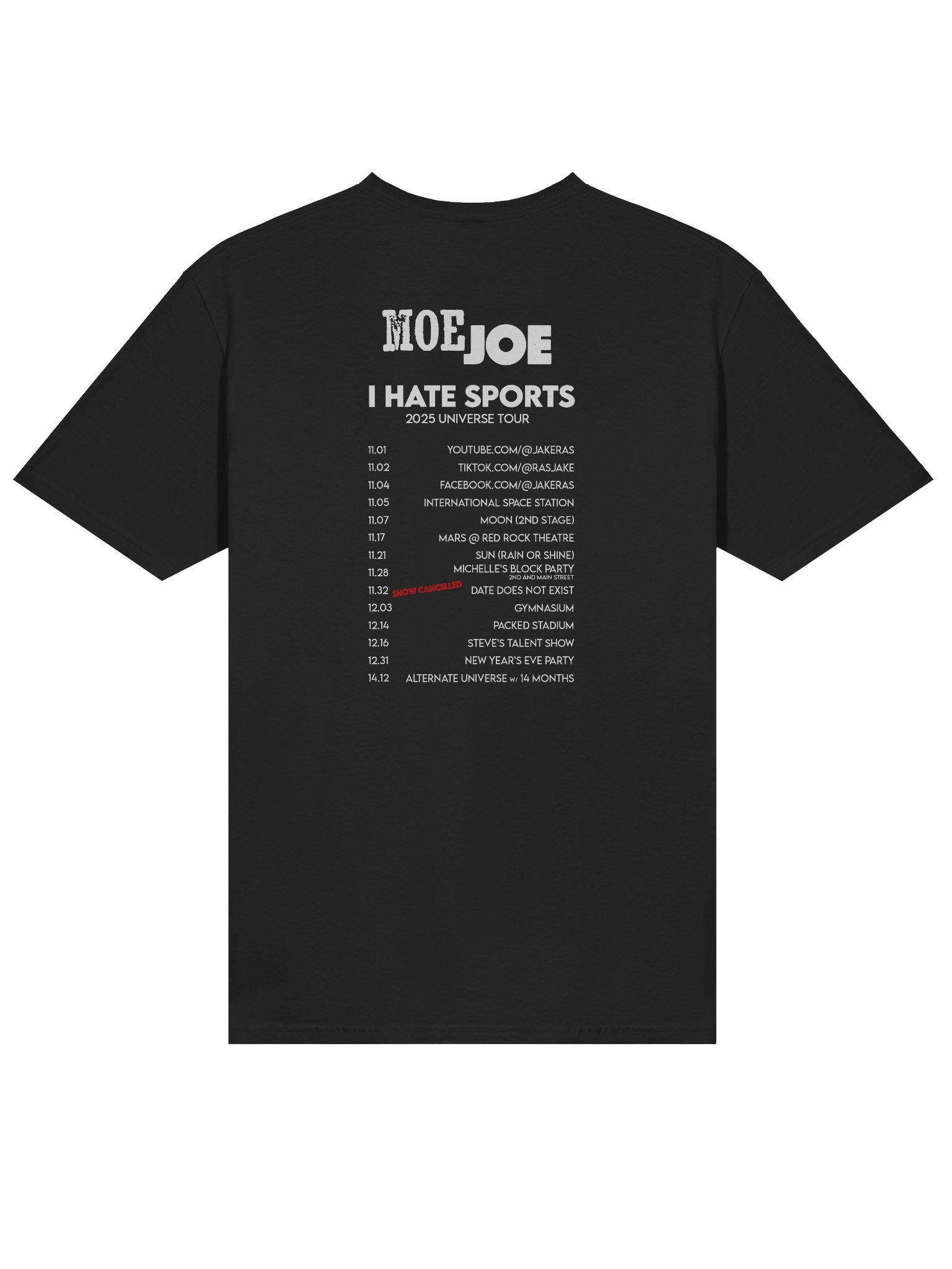 MoeJoe "I Hate Sports" 2025 Tour shirt product image (1)