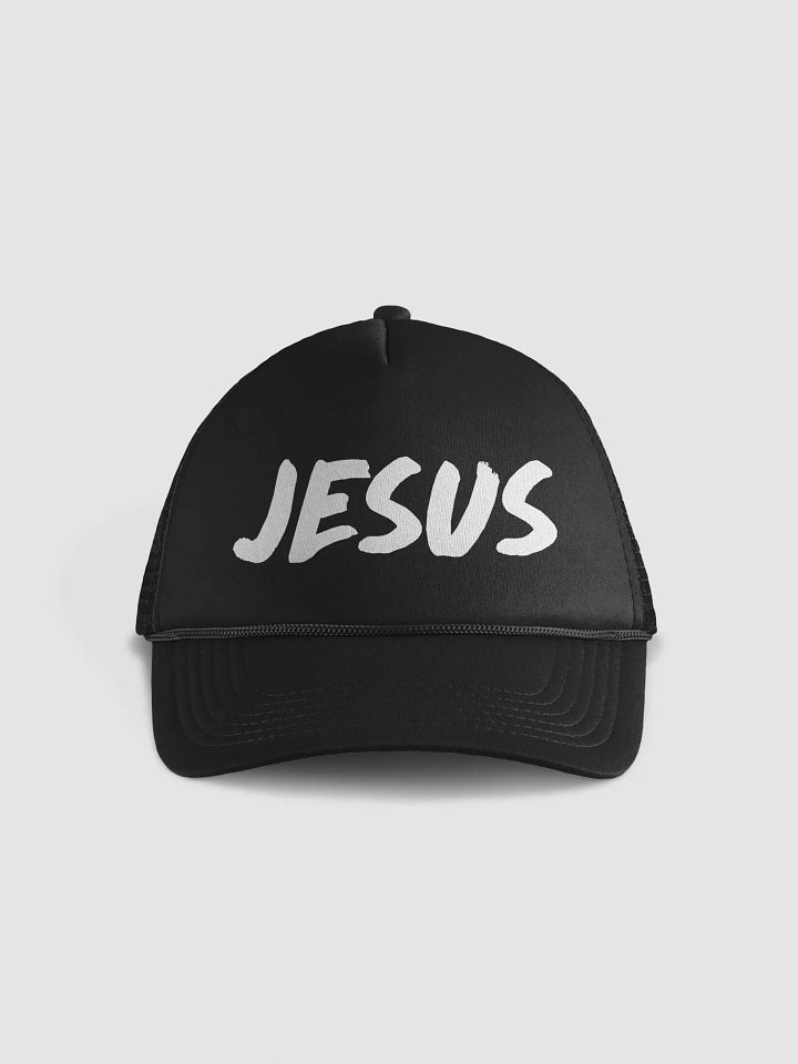 Black Trucker Cap with White Text product image (1)