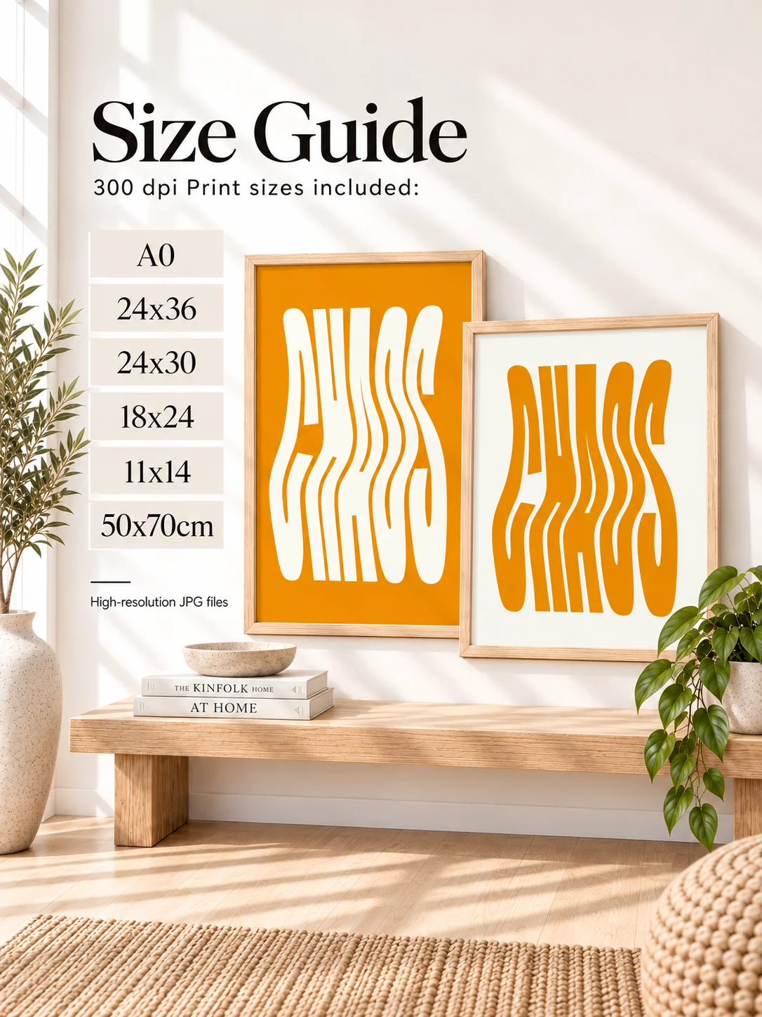 Chaos Print, Wavy Typography, Orange Retro Wall Art, Groovy Poster, Mid Century Decor, Digital Download, Dopamine Aesthetic product image (4)