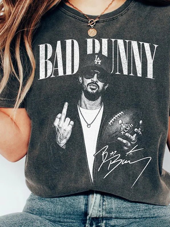 Comfort Colors® Bad Bunny Super Bowl XLVII Shirt - Vintage 90s Bootleg Style Tee - Retro Bad Bunny Football Graphic T-Shirt product image (1)
