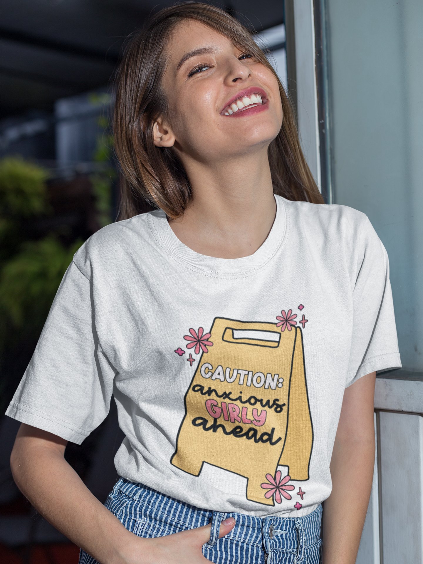 Caution Anxious Girly Ahead – Owning Anxiety With Confidence Unisex T-Shirt product image (2)