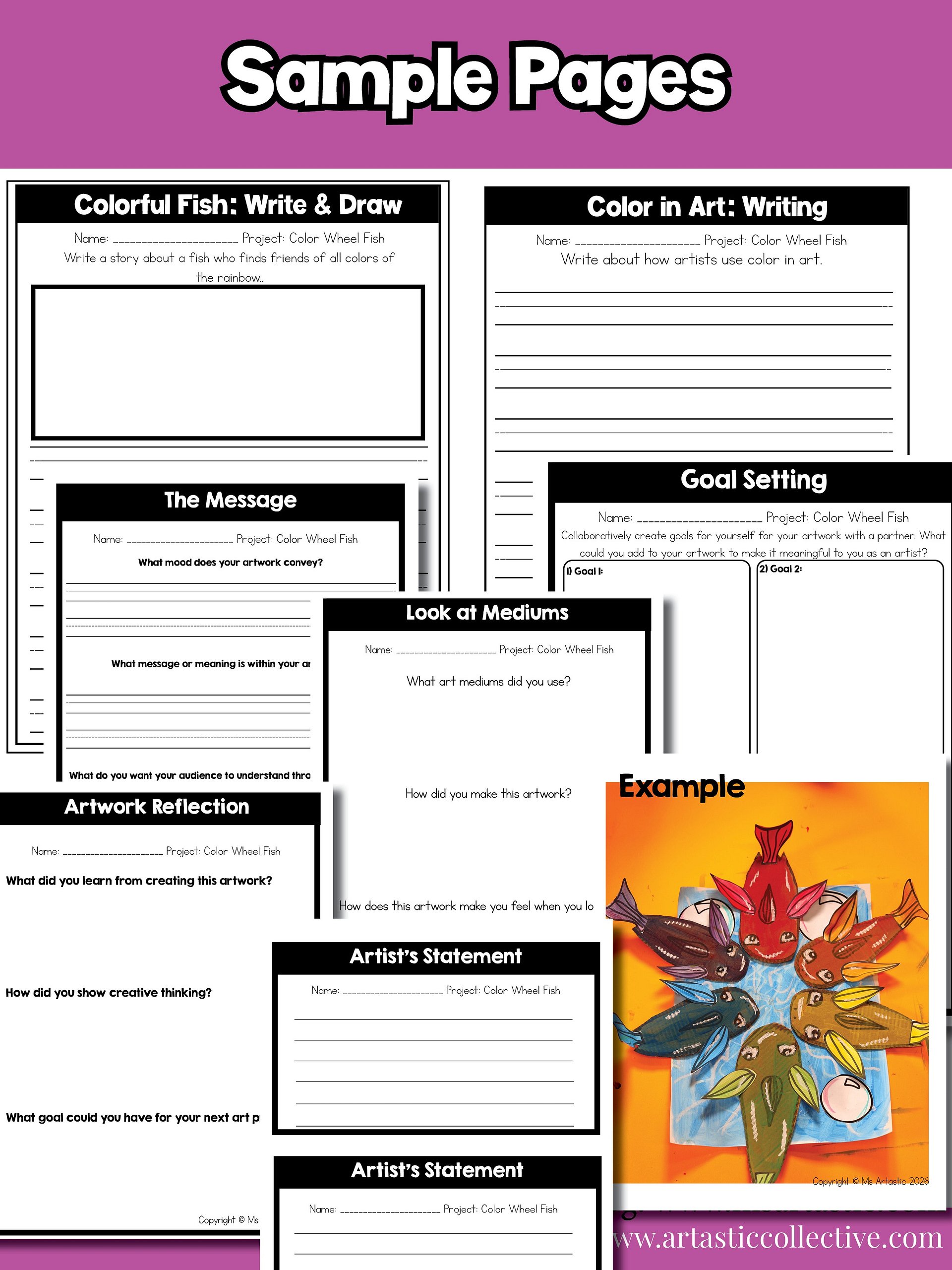 Color Wheel Art Lesson Element of Art Color Fish Art Project Grade 3 Art Lesson product image (11)