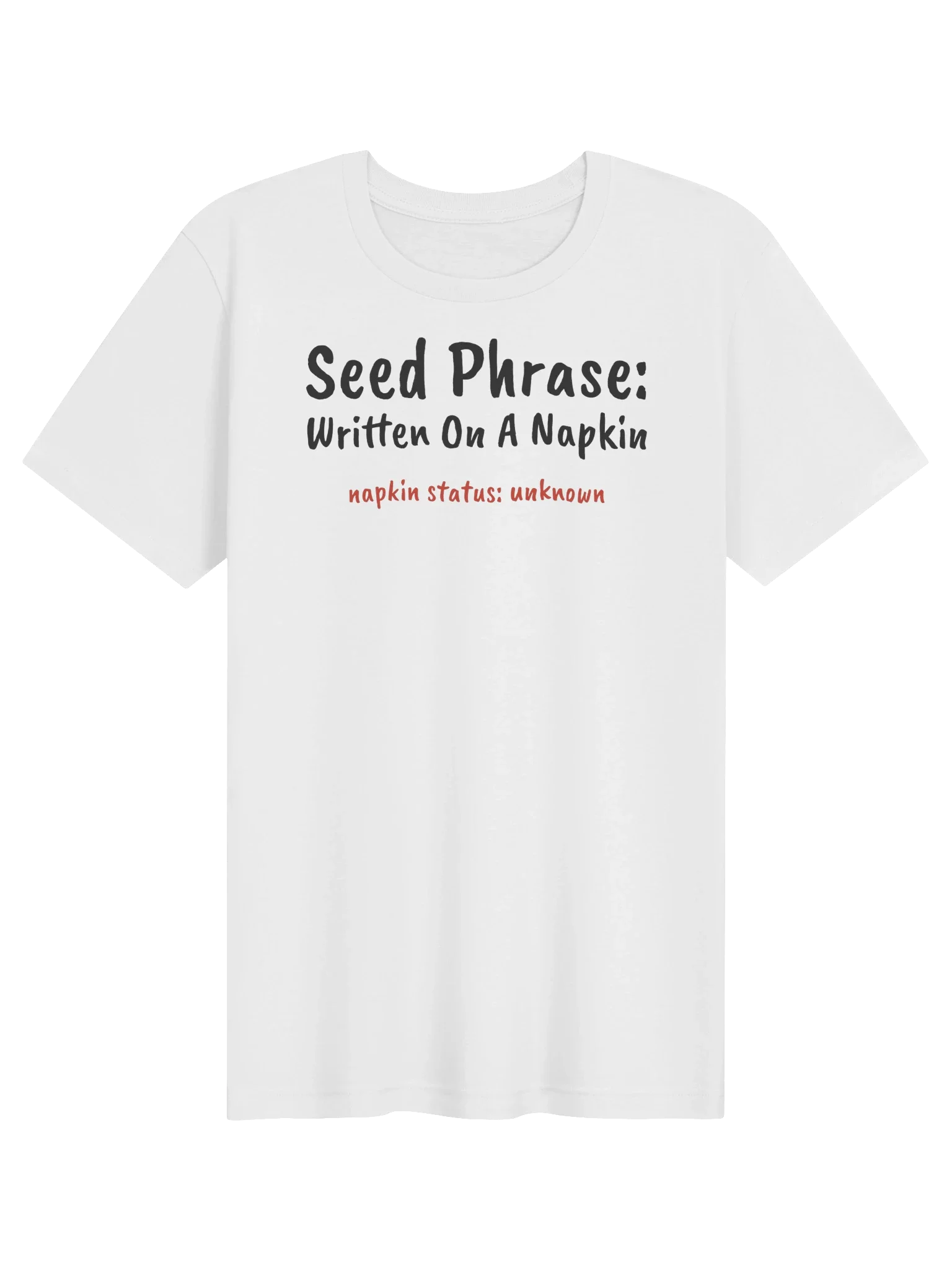 Seed Phrase on a Napkin unisex tee in White