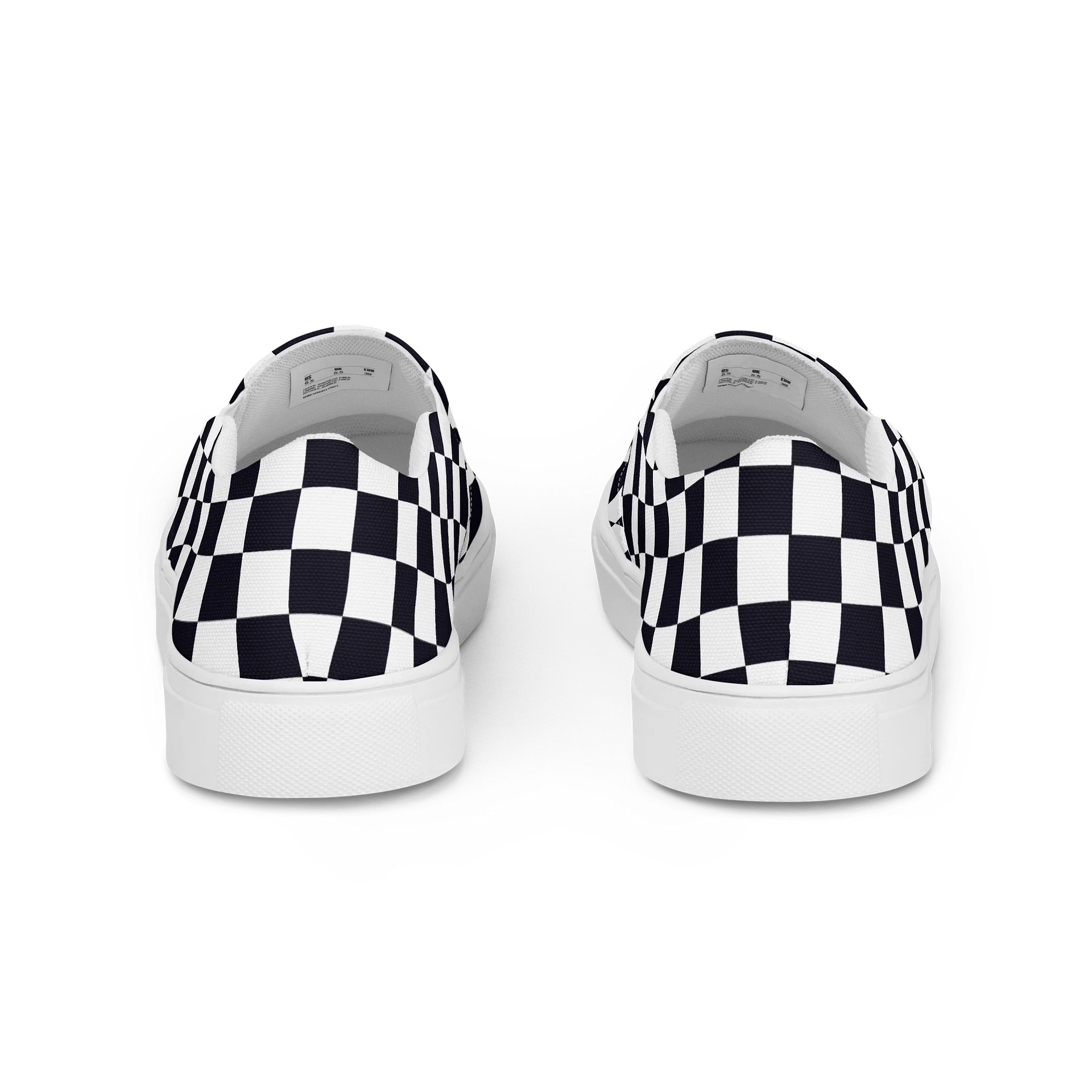 Black and White Chessboard Asymmetrical Women's Slip-On Canvas Shoes product image (4)
